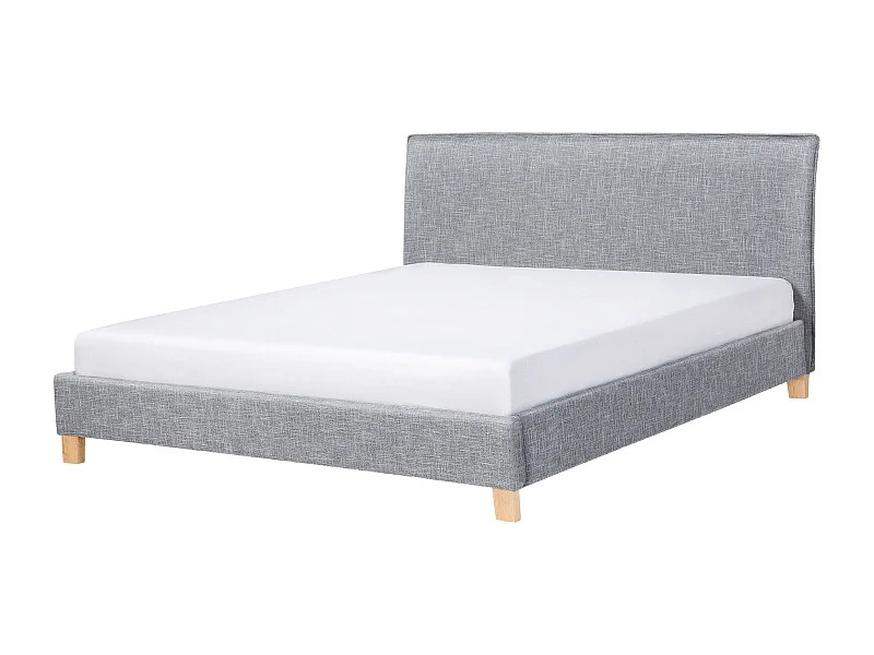 Lit avec sommier Tissu SENNEZ 160 x 200 cm Gris clair
