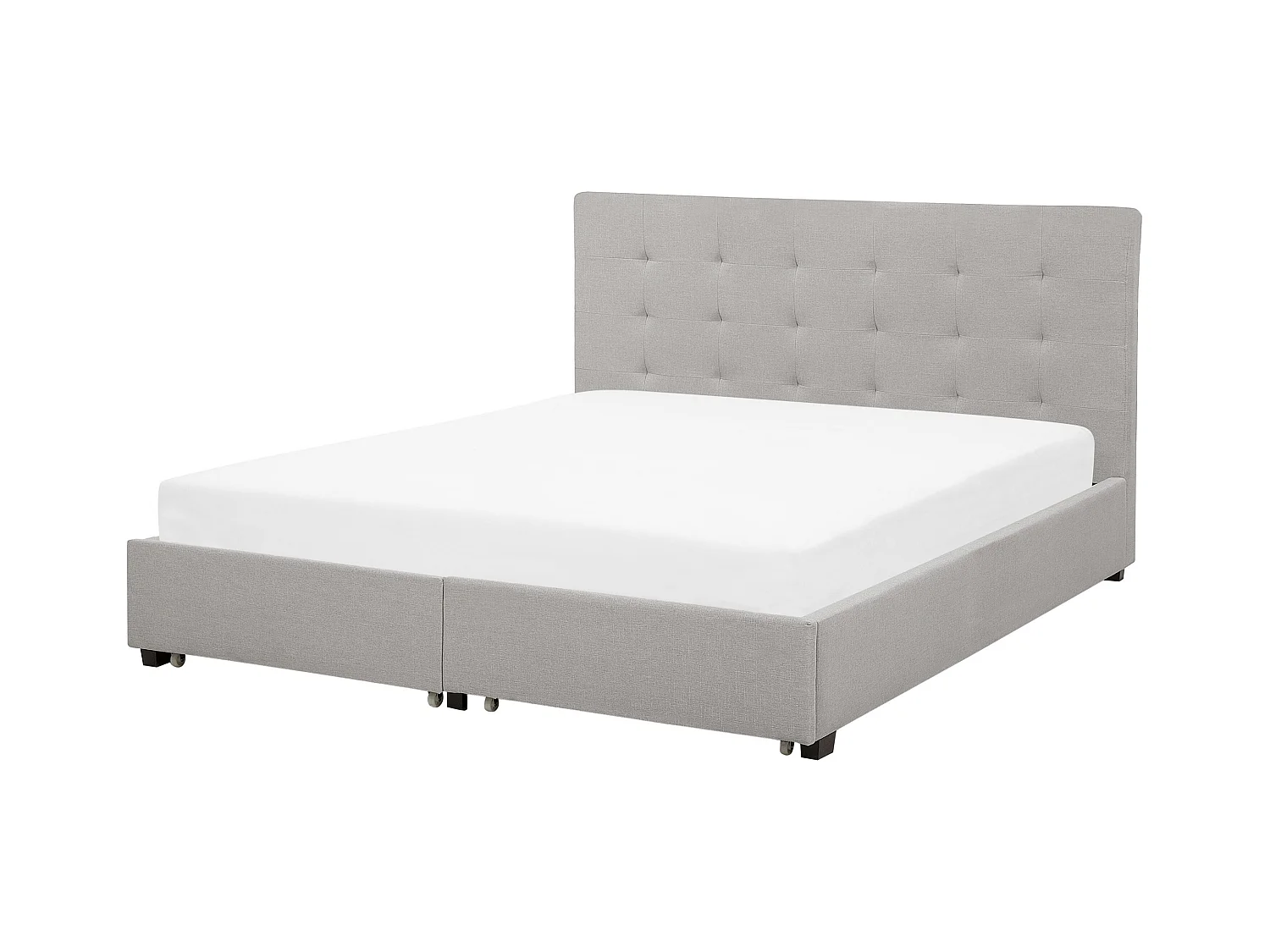 Cama com gavetas de arrumação Tecido ROCHELLE 180 x 200 cm Cinzento claro