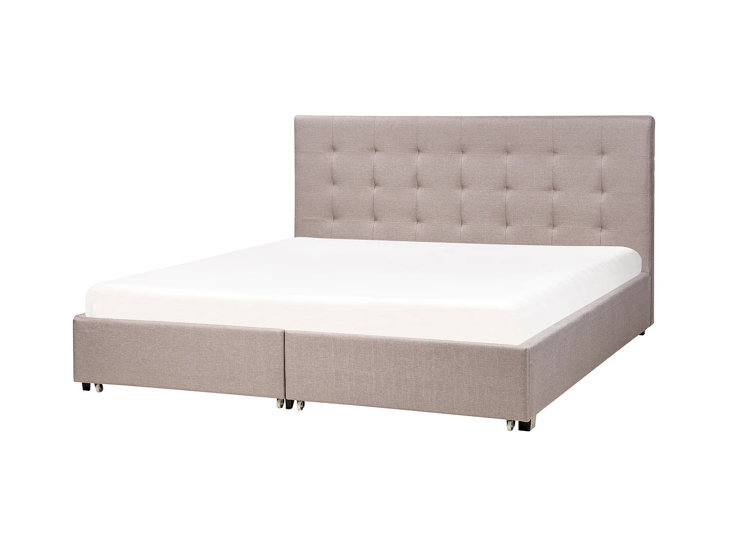Cama com gavetas de arrumação Tecido ROCHELLE 180 x 200 cm Cinzento claro