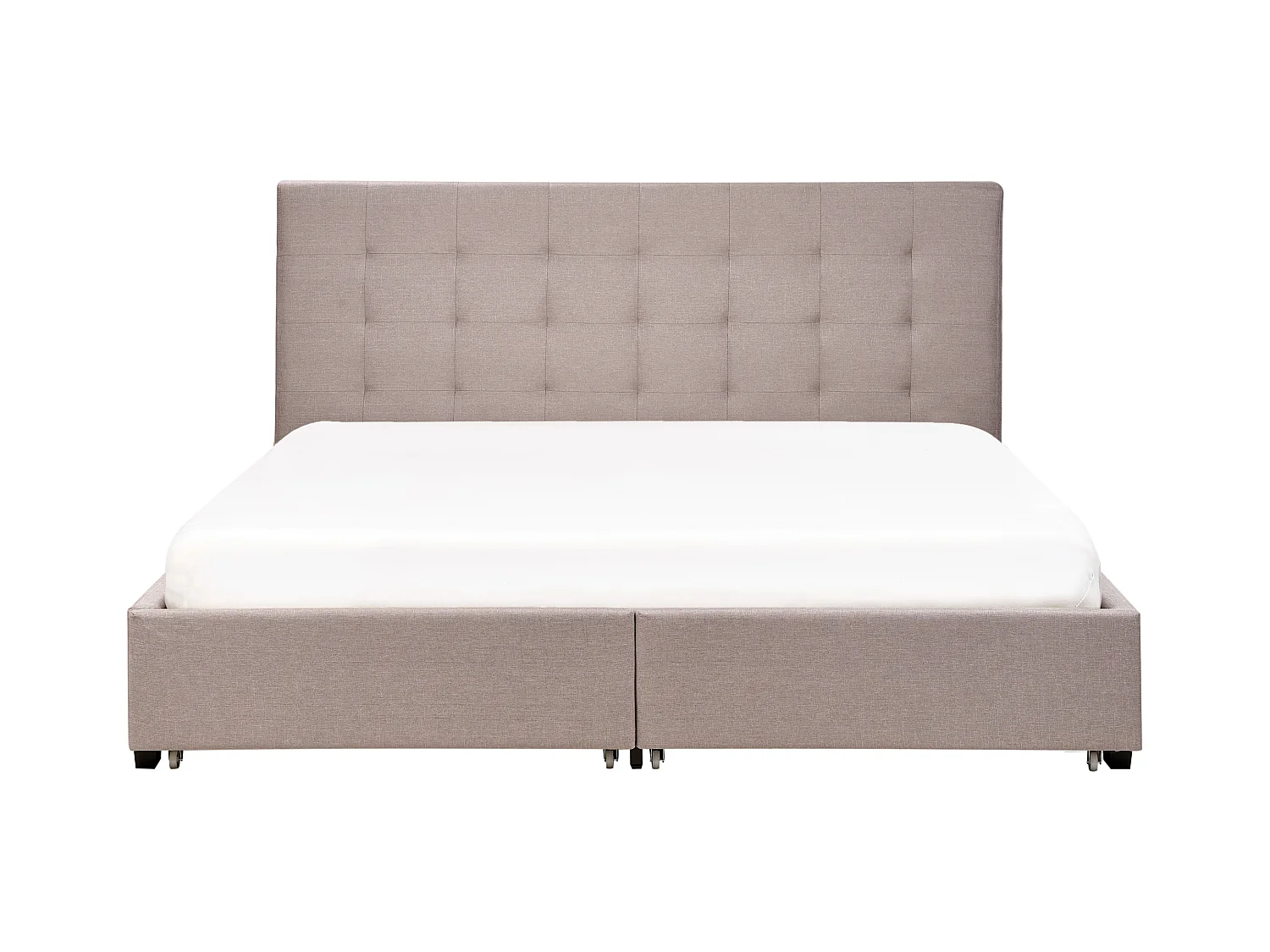 Cama com gavetas de arrumação Tecido ROCHELLE 180 x 200 cm Cinzento claro