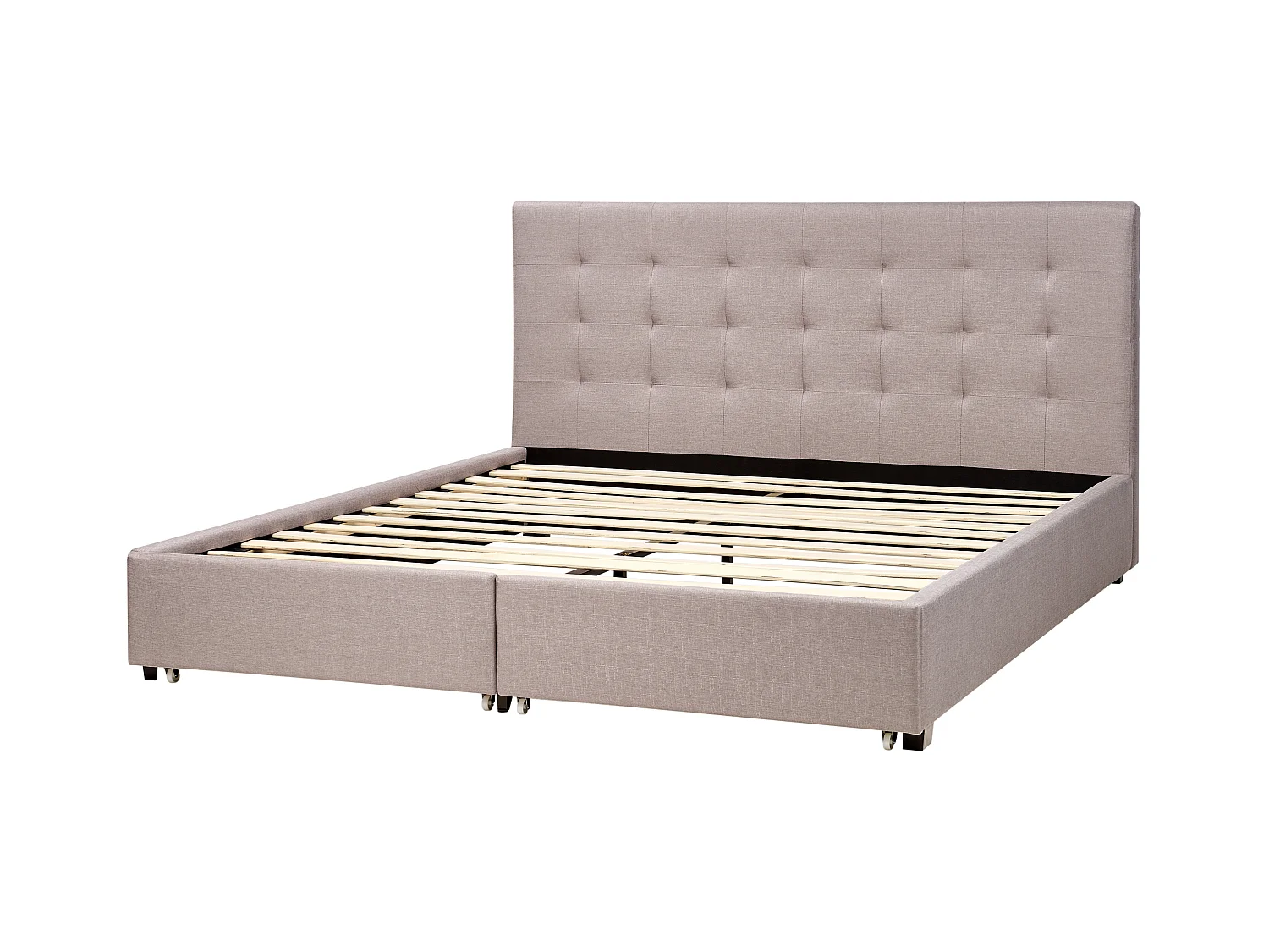 Cama com gavetas de arrumação Tecido ROCHELLE 180 x 200 cm Cinzento claro