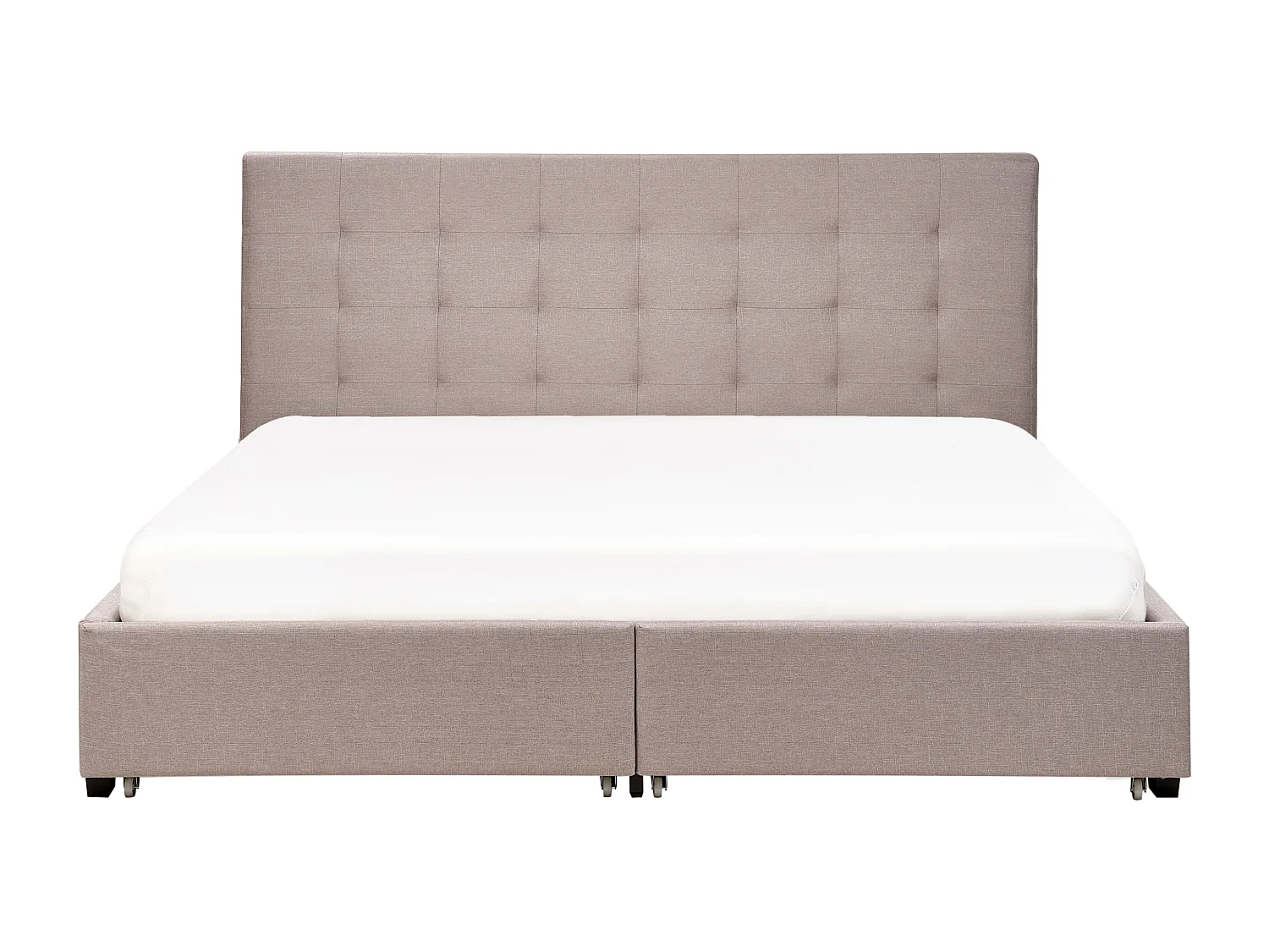 Lit avec tiroirs de rangement Tissu LA ROCHELLE 180 x 200 cm Gris clair