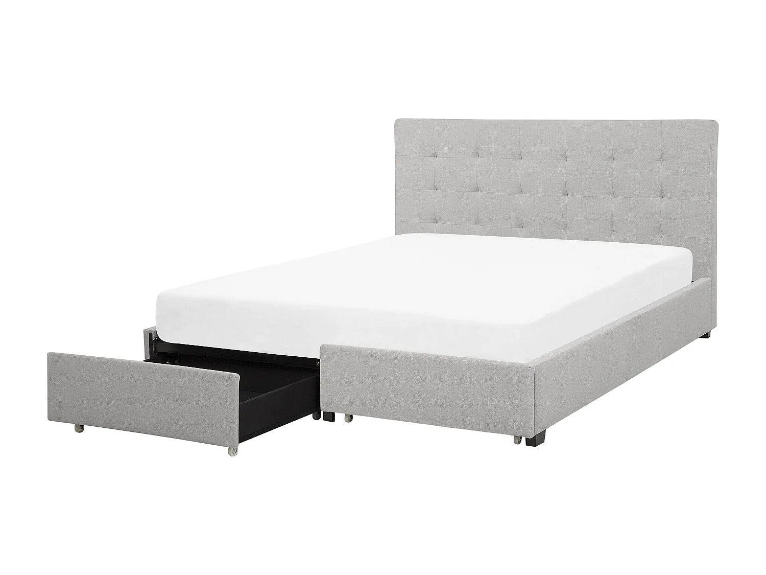 Bed met opbergladen Stof LA ROCHELLE 180 x 200 cm Lichtgrijs