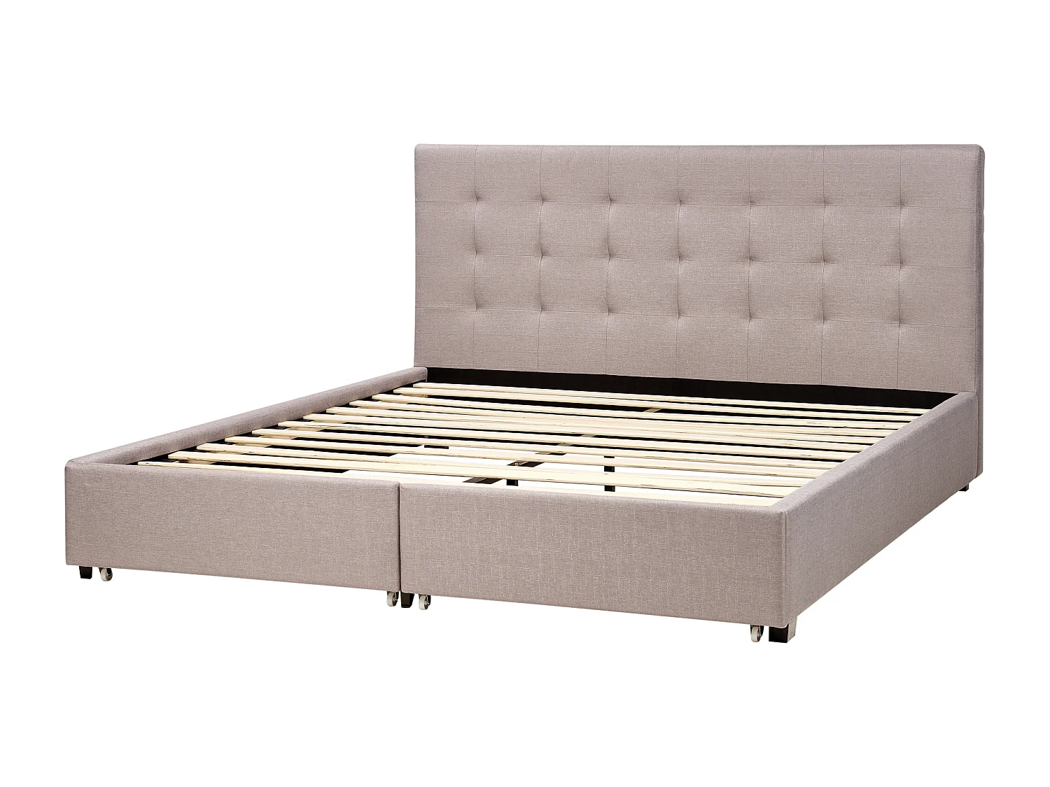 Bed met opbergladen Stof LA ROCHELLE 180 x 200 cm Lichtgrijs