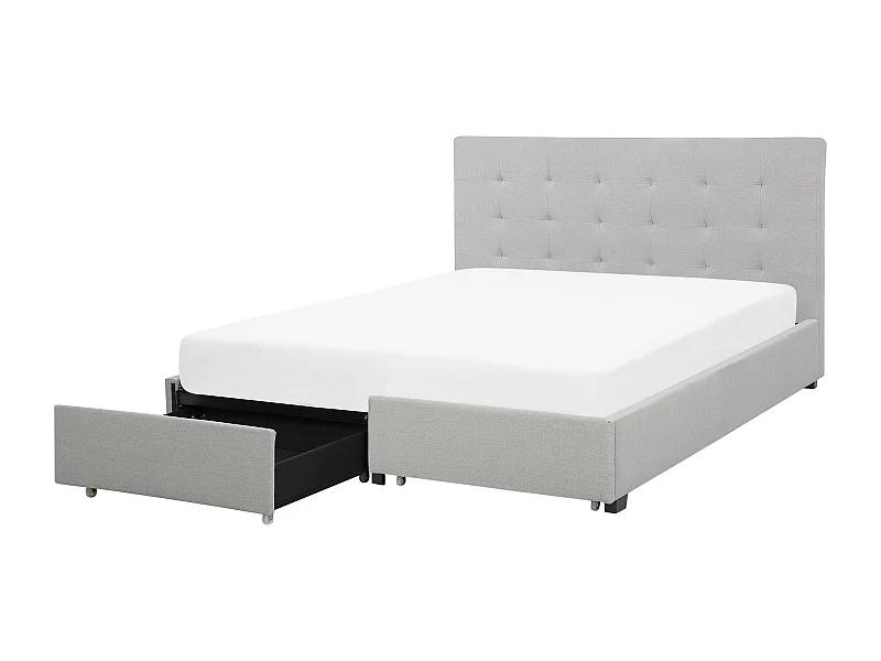 Cama con cajones Tela LA ROCHELLE 180 x 200 cm Gris claro