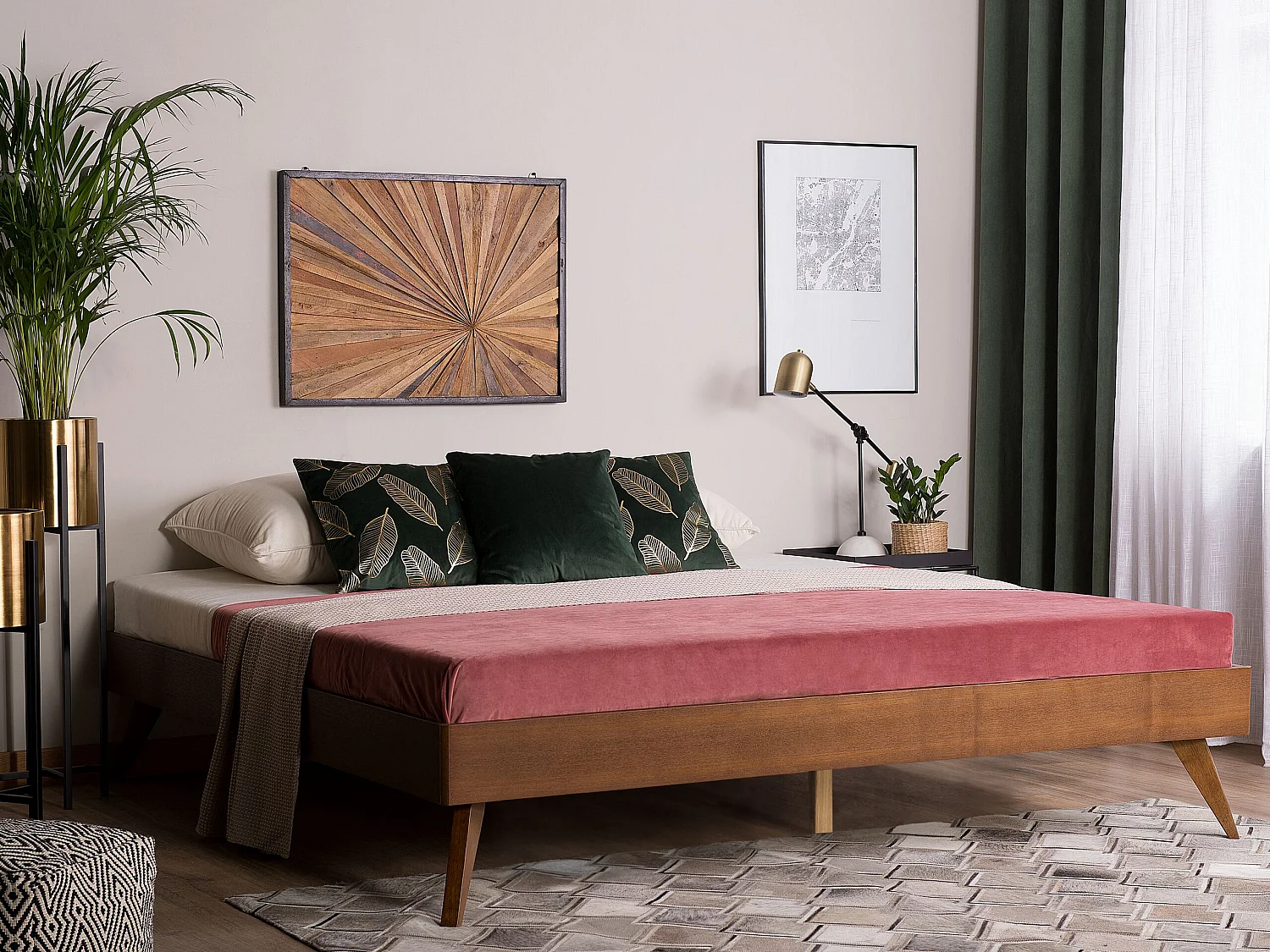 Bed without Headboard BERRIC 160 x 200 cm (EU King Size) Dark Ash Wood