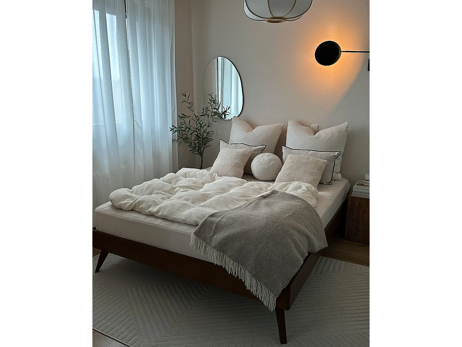 Bed without Headboard BERRIC 160 x 200 cm (EU King Size) Dark Ash Wood