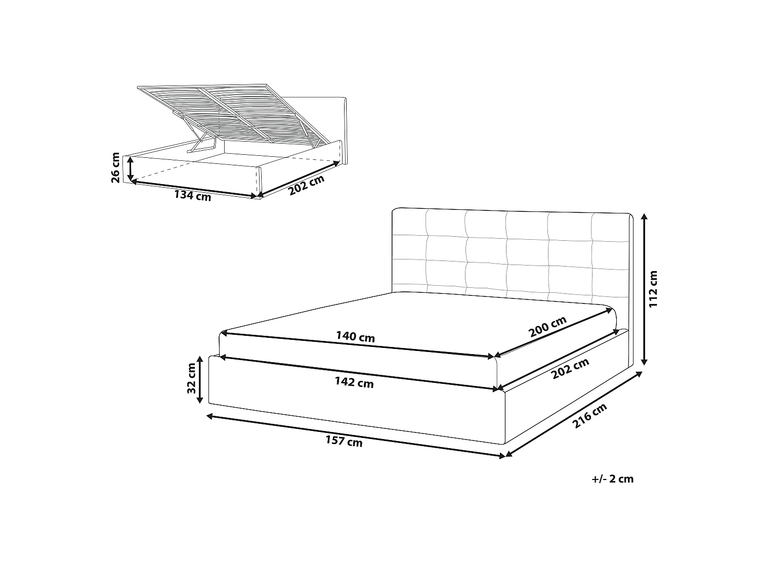 Ottoman Bed LORIENT Velvet Light Grey 140 x 200 cm (EU Double)