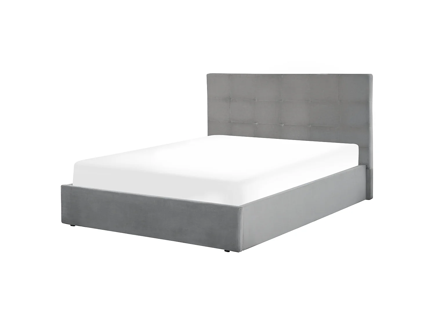 Ottoman Bed LORIENT Velvet Light Grey 140 x 200 cm (EU Double)
