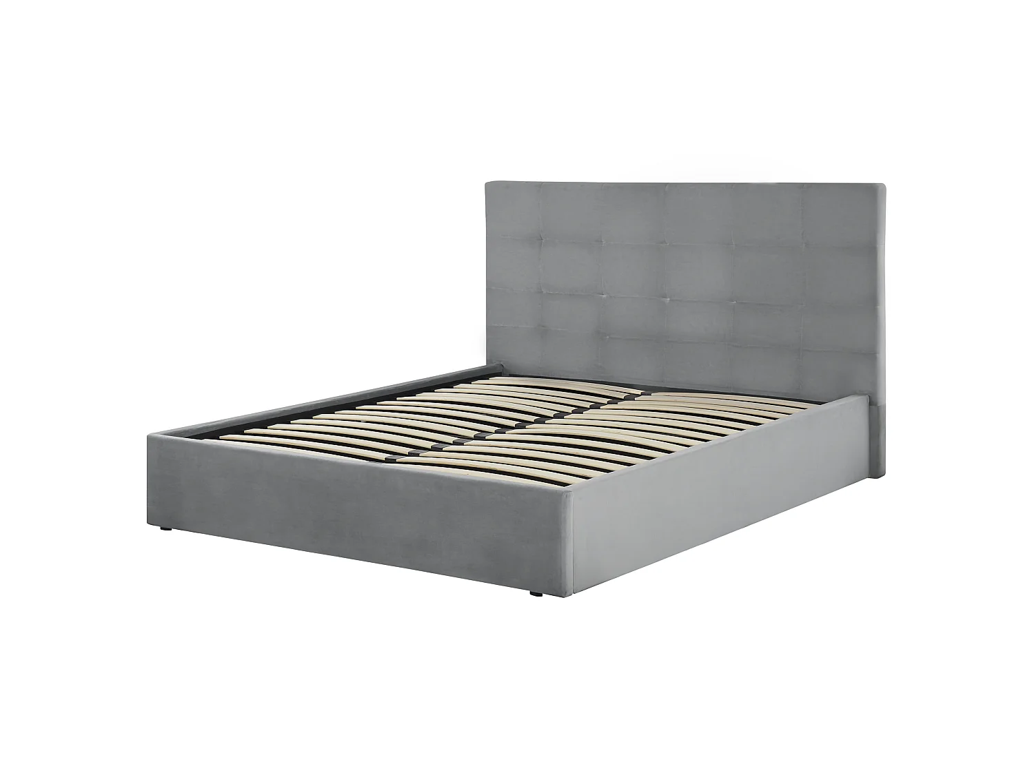 Ottoman Bed LORIENT Velvet Light Grey 140 x 200 cm (EU Double)