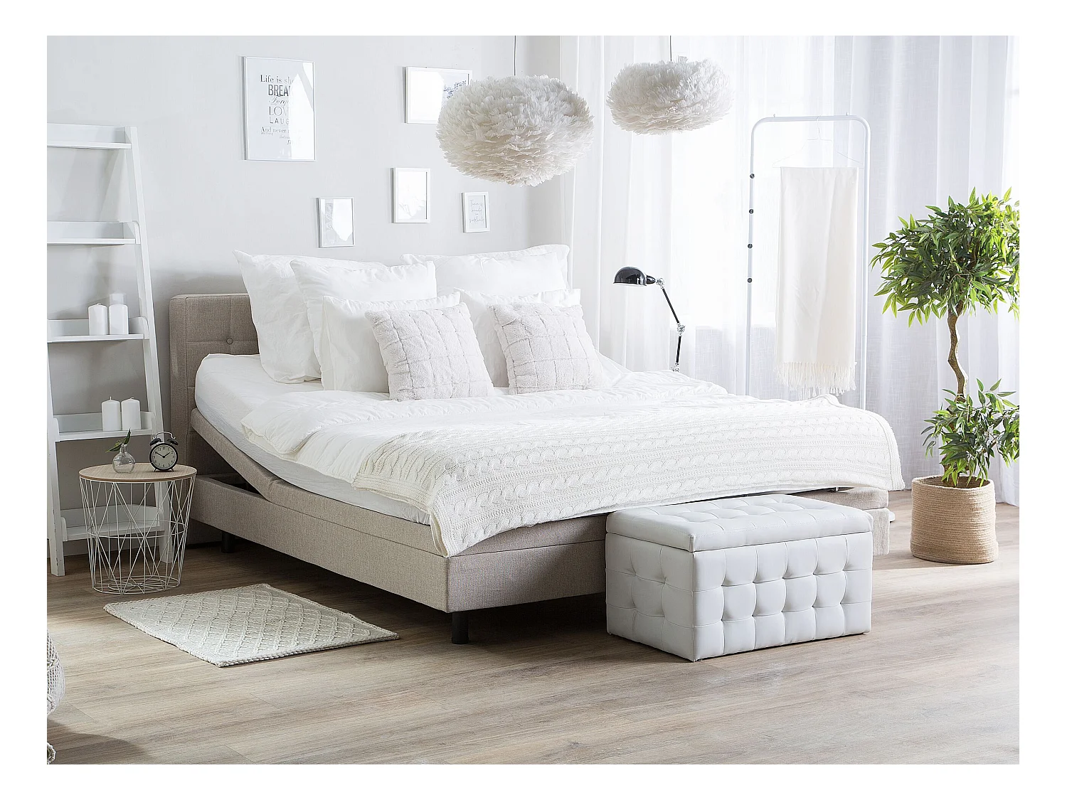 Lit réglable Tissu DUKE 180 x 200 cm Beige