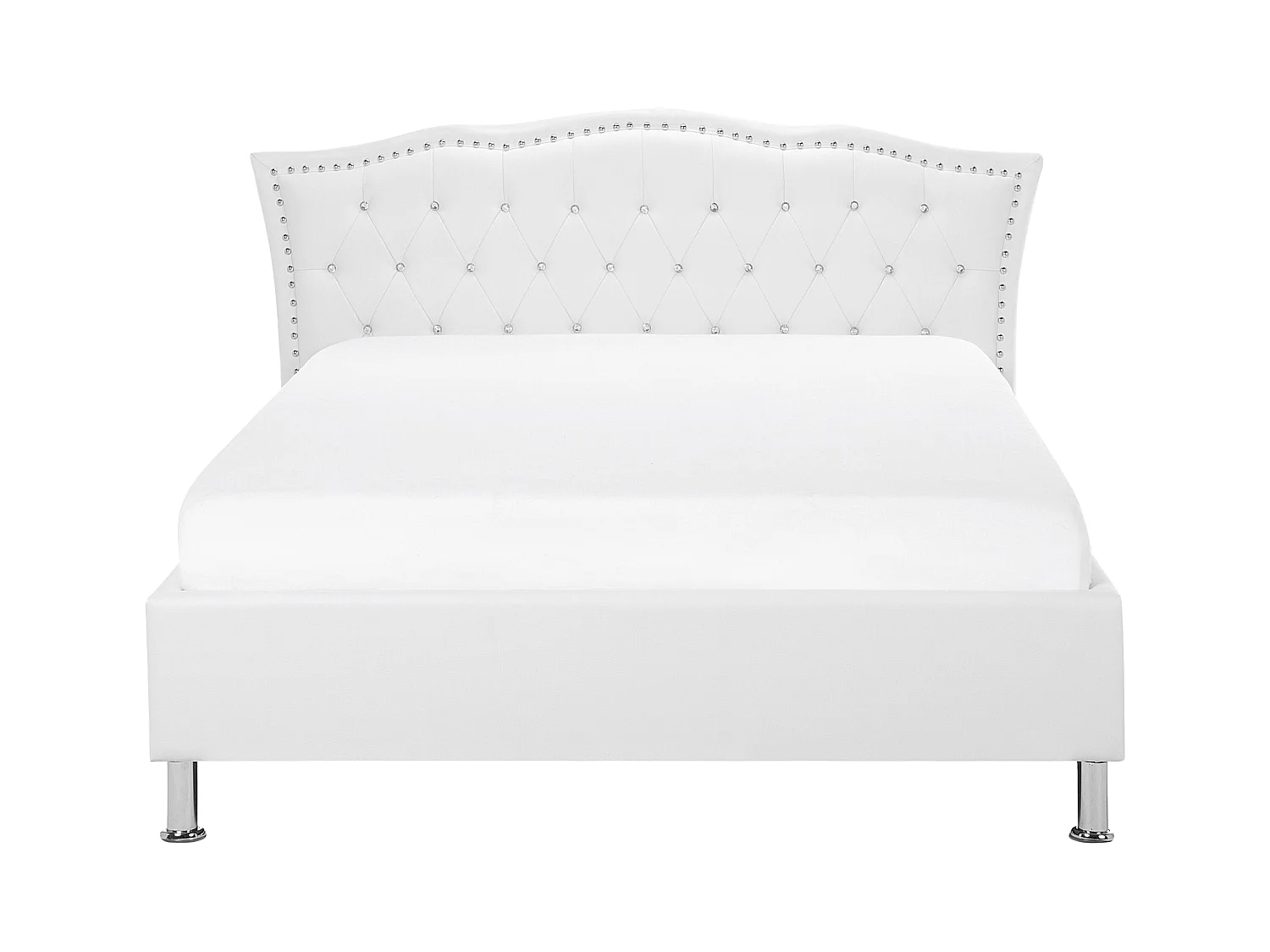 Glamouröses Bett weiß mit Bettkasten Kunstleder hochklappbar 140 x 200 cm Metz