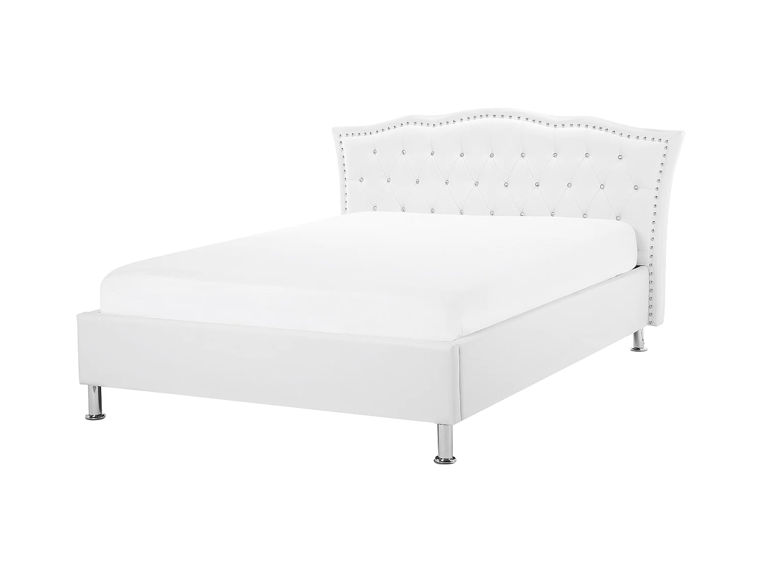 Glamouröses Bett weiß mit Bettkasten Kunstleder hochklappbar 140 x 200 cm Metz