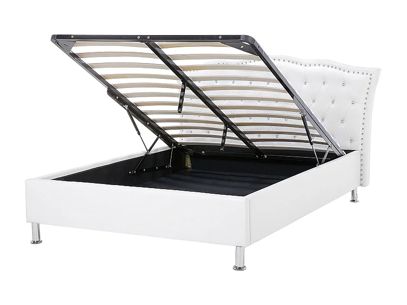 Bed met opbergruimte Kunstleer METZ 140 x 200 cm Wit