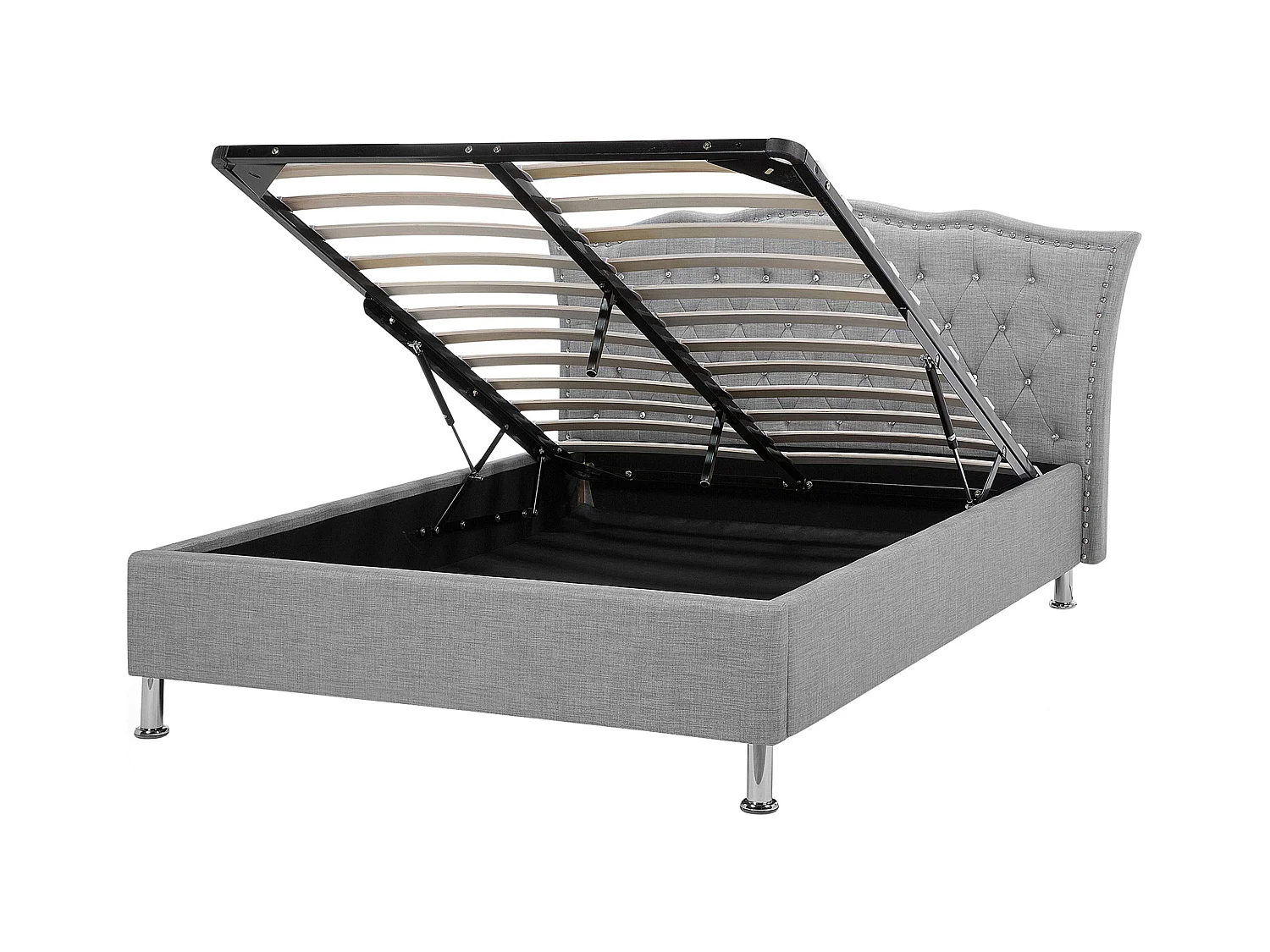 Bed met opbergruimte Stof METZ 140 x 200 cm Lichtgrijs