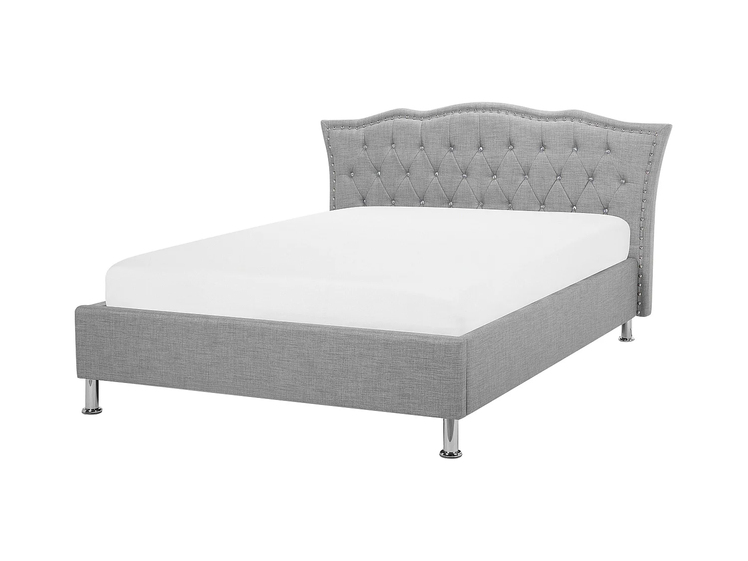 Bed met opbergruimte Stof METZ 140 x 200 cm Lichtgrijs