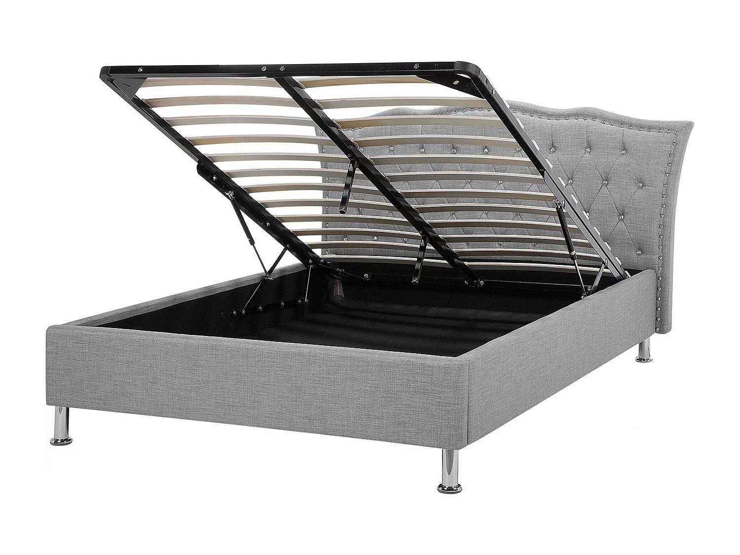 Bed met opbergruimte Stof METZ 140 x 200 cm Lichtgrijs