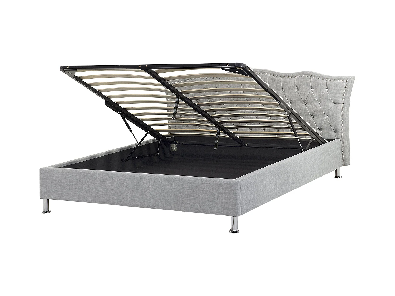 Bed met opbergruimte Stof METZ 160 x 200 cm Lichtgrijs