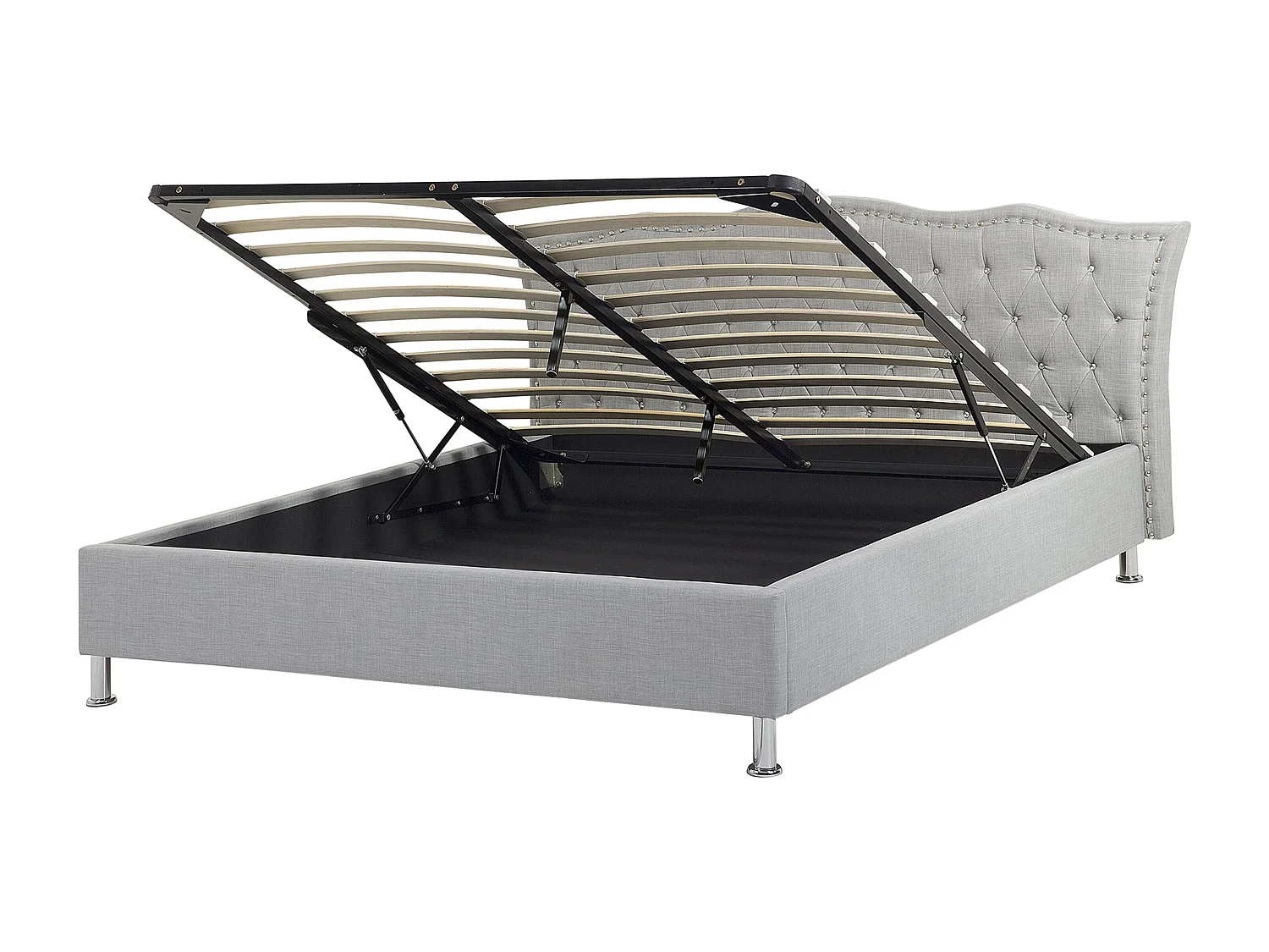 Letto contenitore Tessuto METZ 160 x 200 cm Grigio chiaro