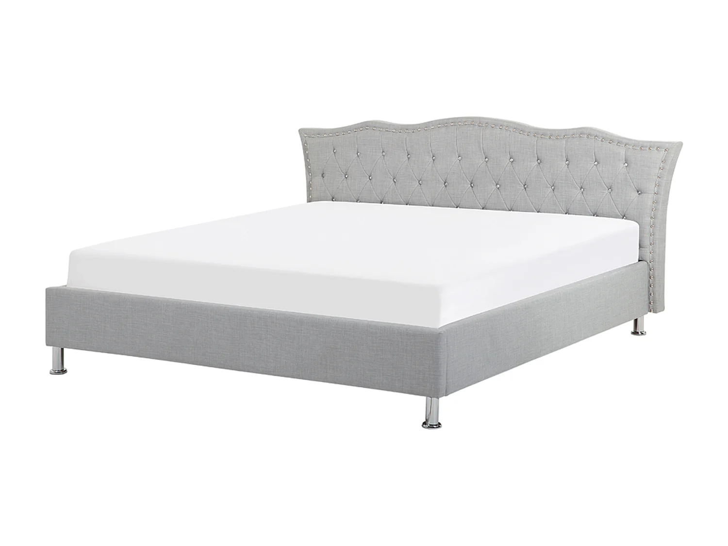 Letto contenitore Tessuto METZ 160 x 200 cm Grigio chiaro