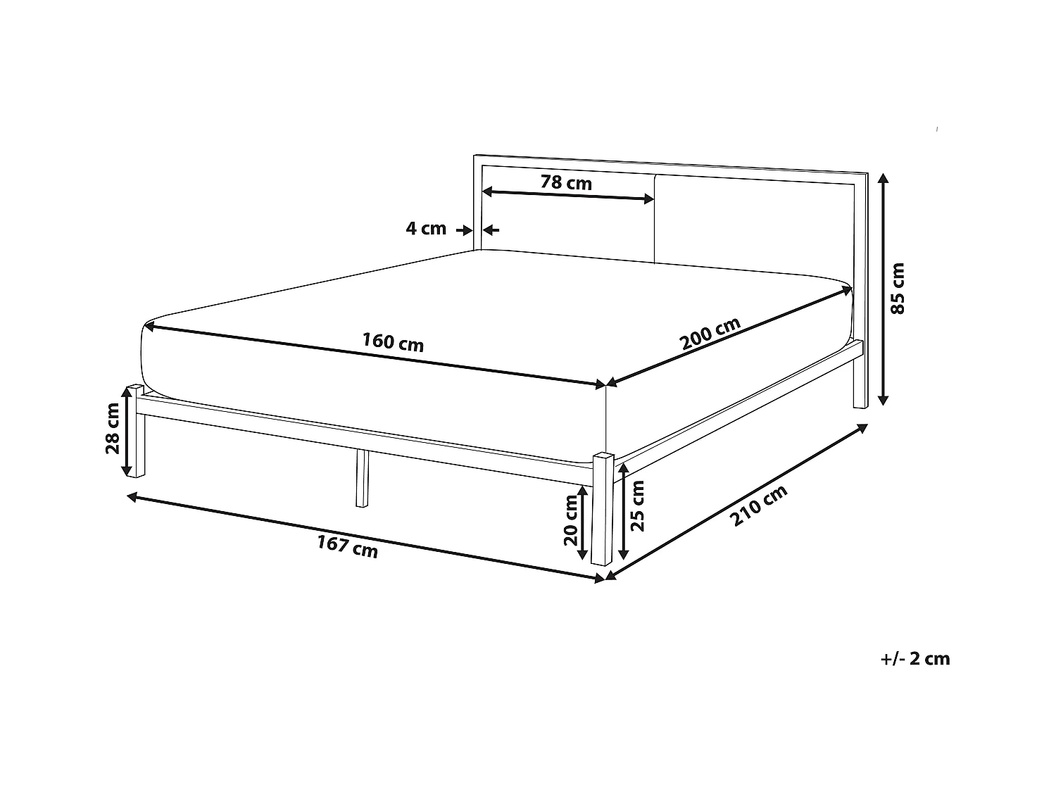 Lit avec sommier Métal CLAMART 160 x 200 cm Gris