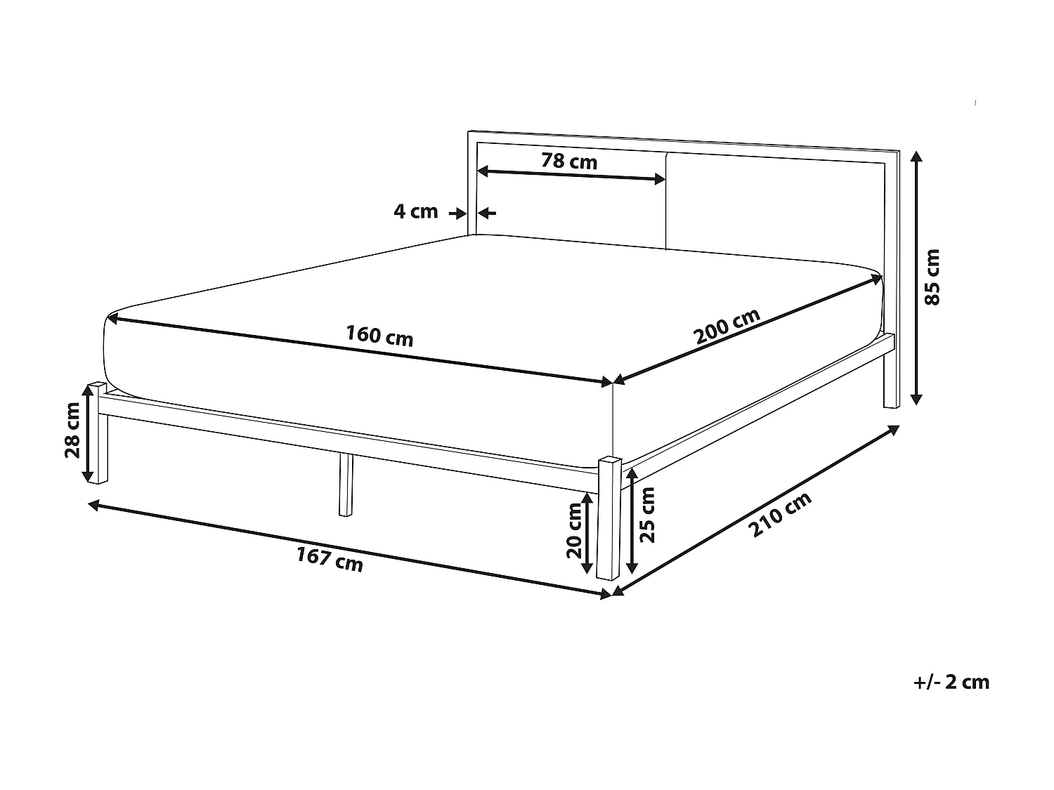 Bed Metaal CLAMART 160 x 200 cm Grijs