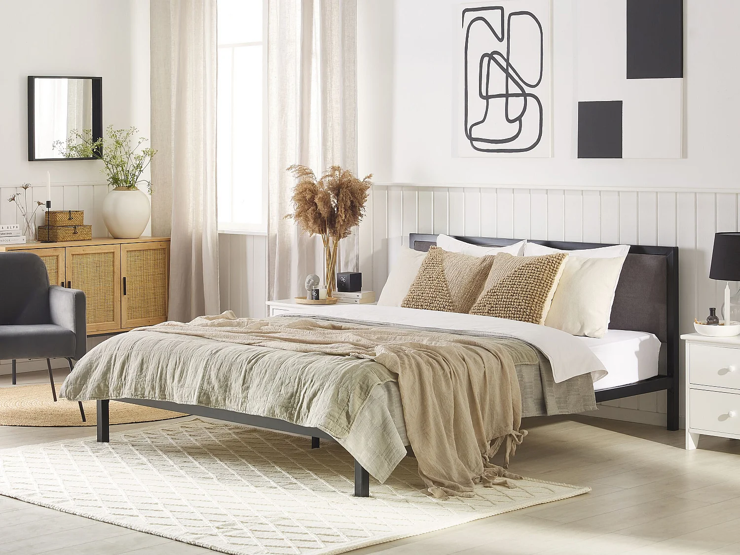 Lit avec sommier Métal CLAMART 160 x 200 cm Gris