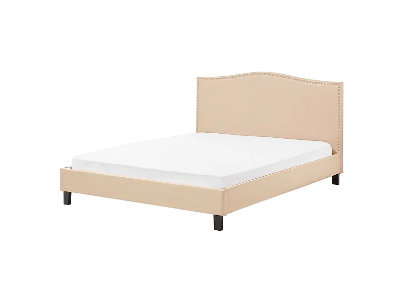 Polsterbett Leinenoptik beige Lattenrost 160 x 200 cm Montpellier