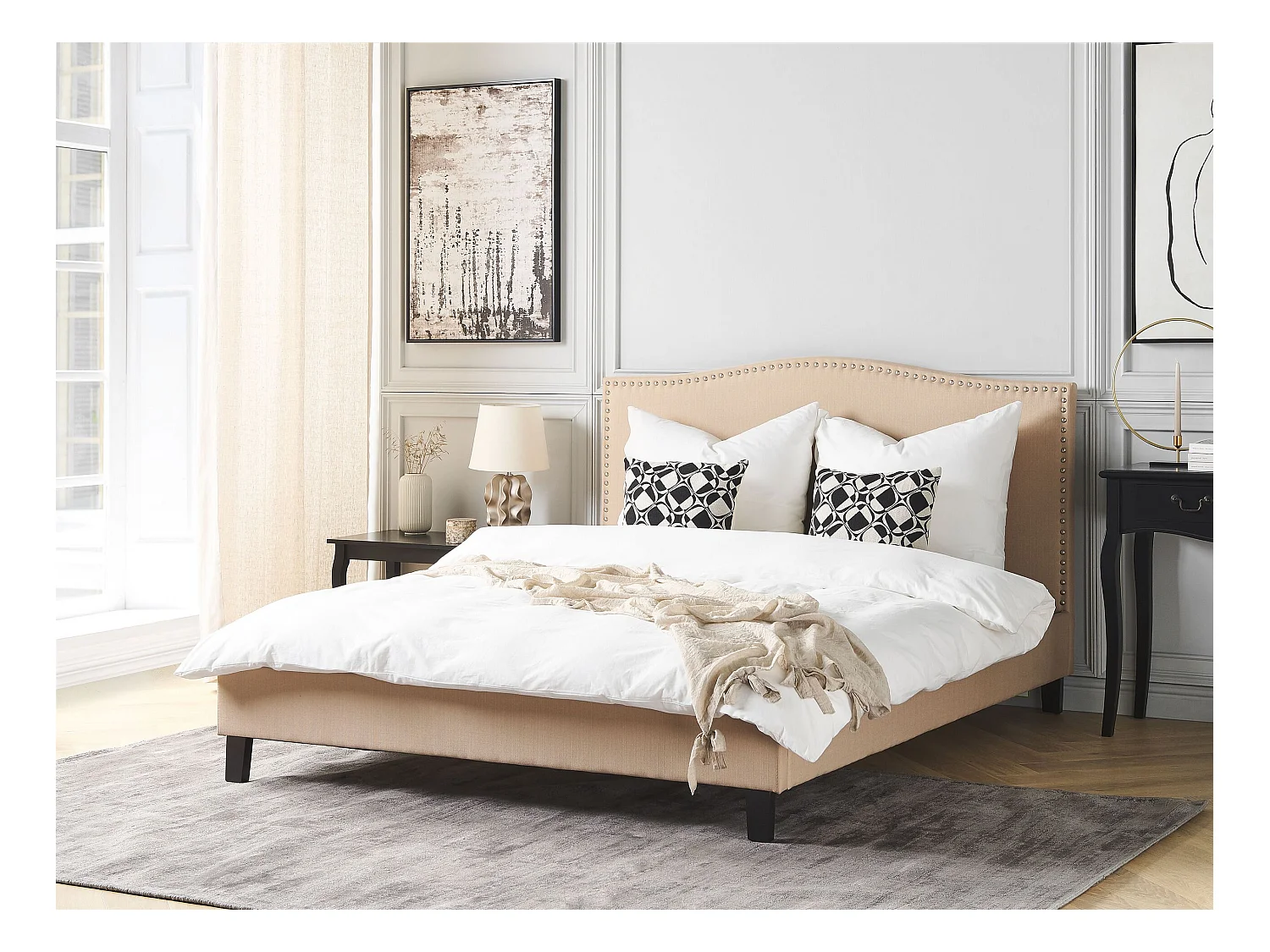 Cama Tela MONTPELLIER 160 x 200 cm Beige
