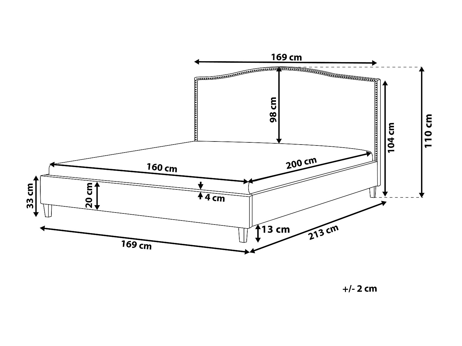 Cama Tela MONTPELLIER 160 x 200 cm Beige