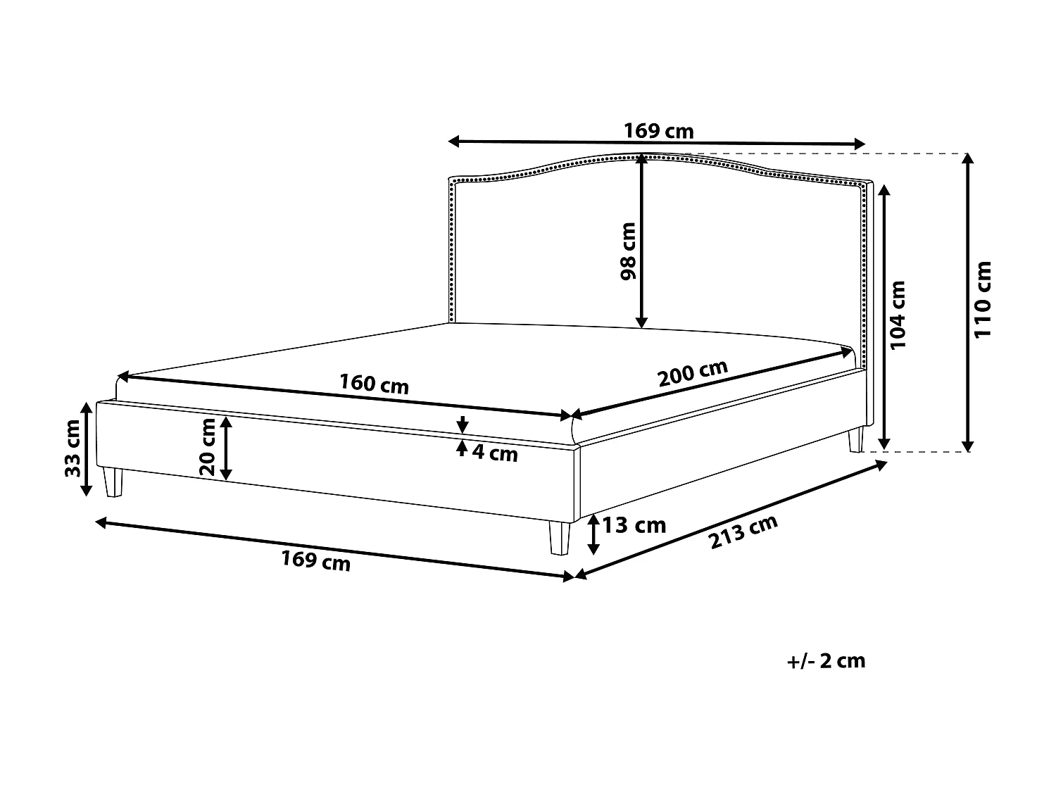 Lit avec sommier Tissu MONTPELLIER 160 x 200 cm Beige