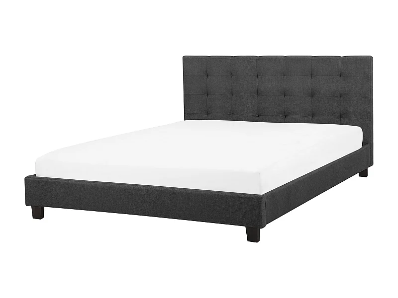 Bett Polsterbezug in Dunkelgrau mit Lattenrost 140 x 200 cm La Rochelle