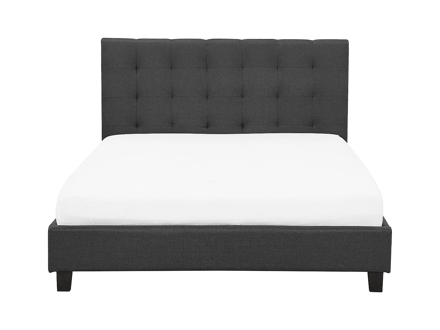 Lit avec sommier Tissu LA ROCHELLE 140 x 200 cm Gris foncé