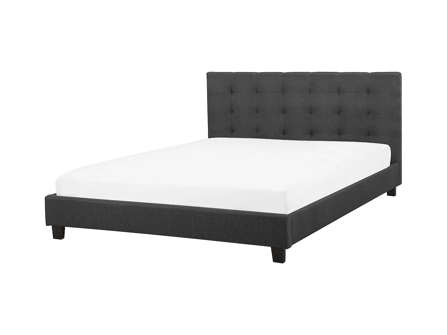 Lit avec sommier Tissu LA ROCHELLE 140 x 200 cm Gris foncé