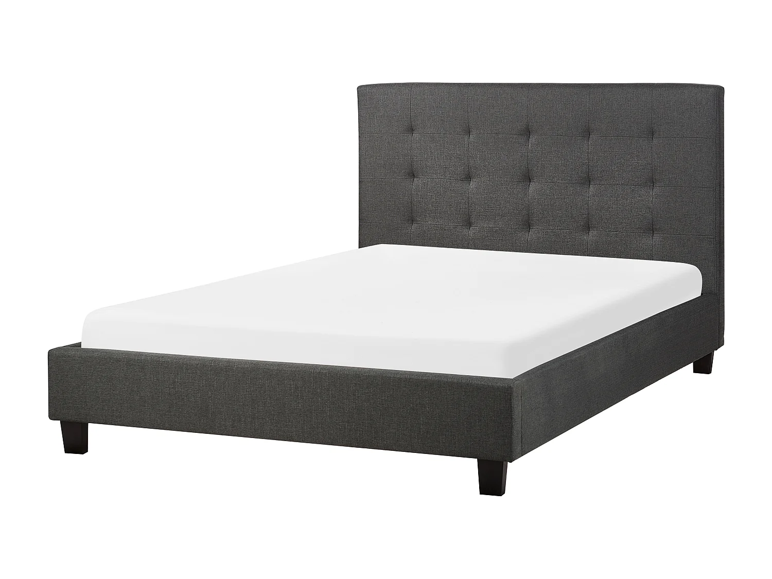 Lit avec sommier Tissu LA ROCHELLE 140 x 200 cm Gris foncé