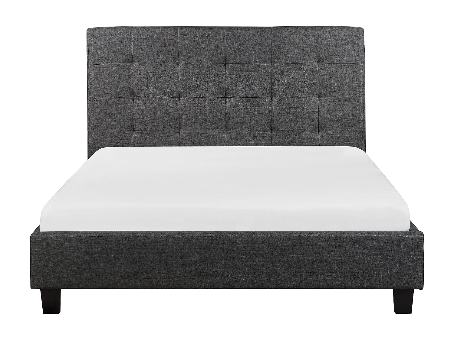 Lit avec sommier Tissu LA ROCHELLE 140 x 200 cm Gris foncé
