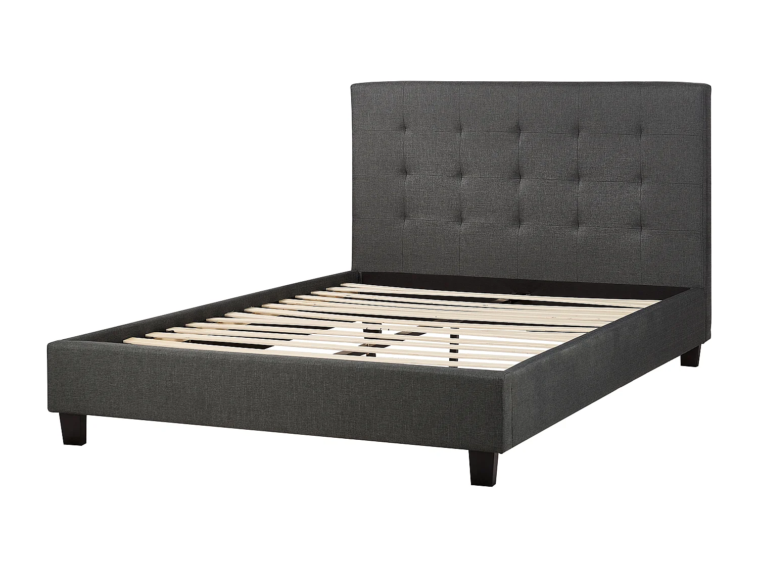 Lit avec sommier Tissu LA ROCHELLE 140 x 200 cm Gris foncé