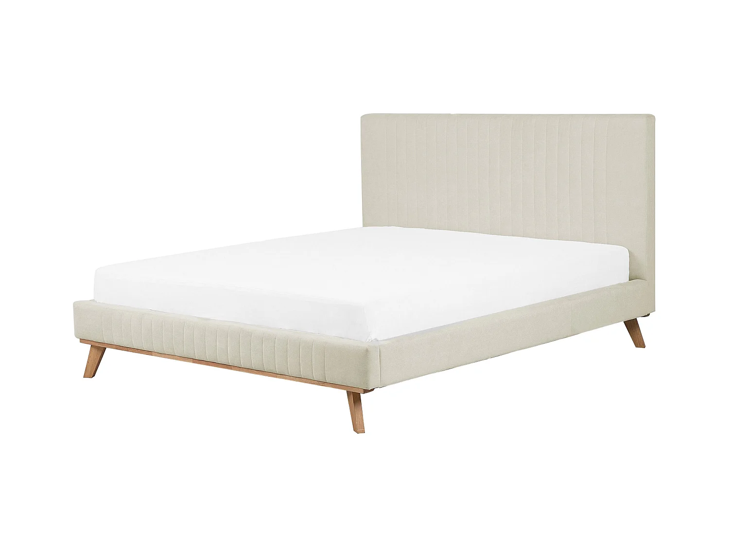 Lit avec sommier Tissu chenille TALENCE 180 x 200 cm Beige clair