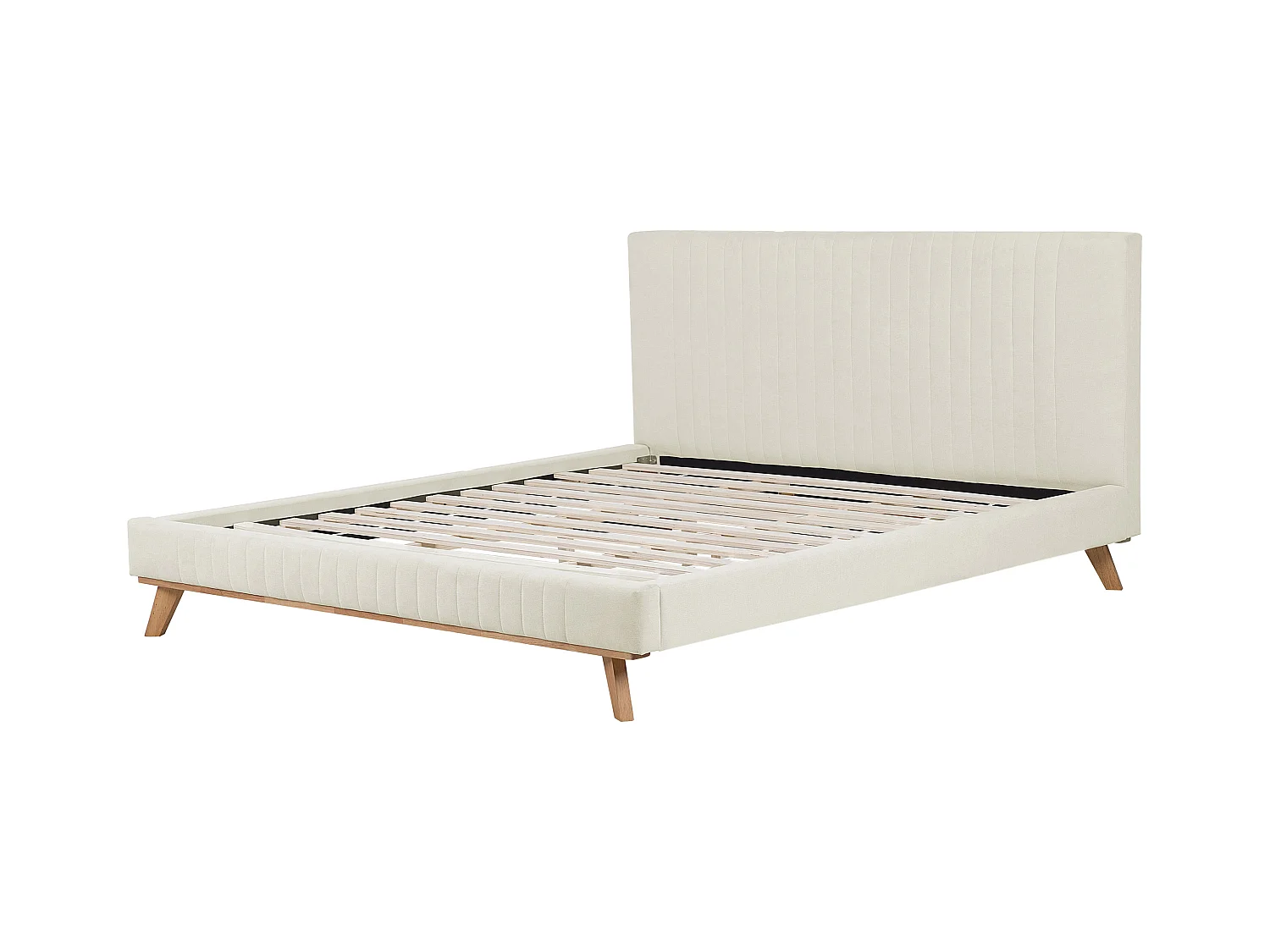 Lit avec sommier Tissu chenille TALENCE 180 x 200 cm Beige clair