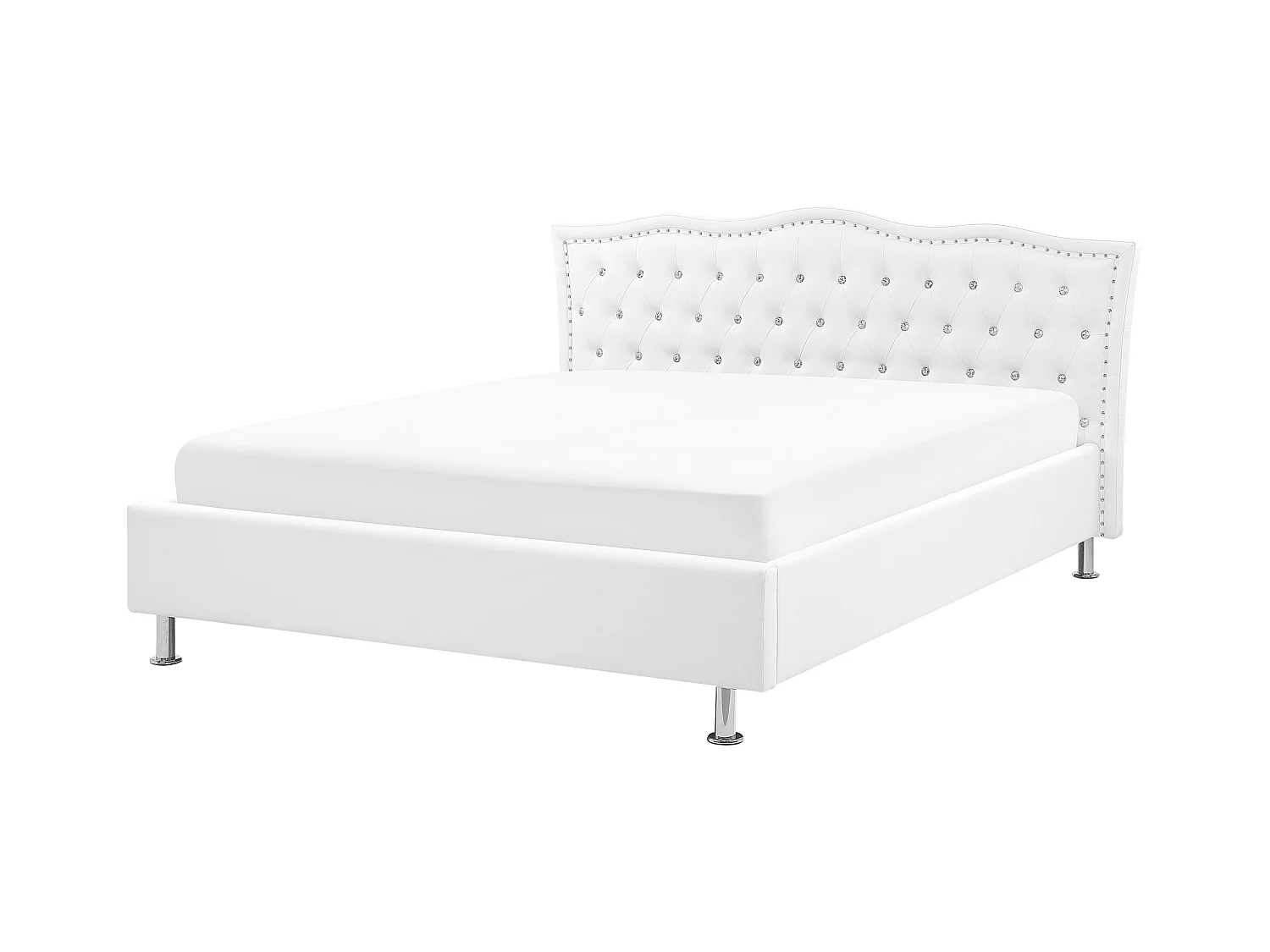 Lit avec sommier Cuir PU METZ 140 x 200 cm Blanc
