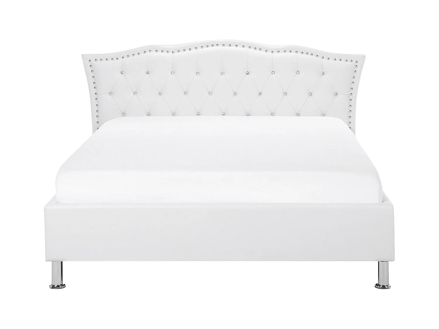 Lit avec sommier Cuir PU METZ 140 x 200 cm Blanc