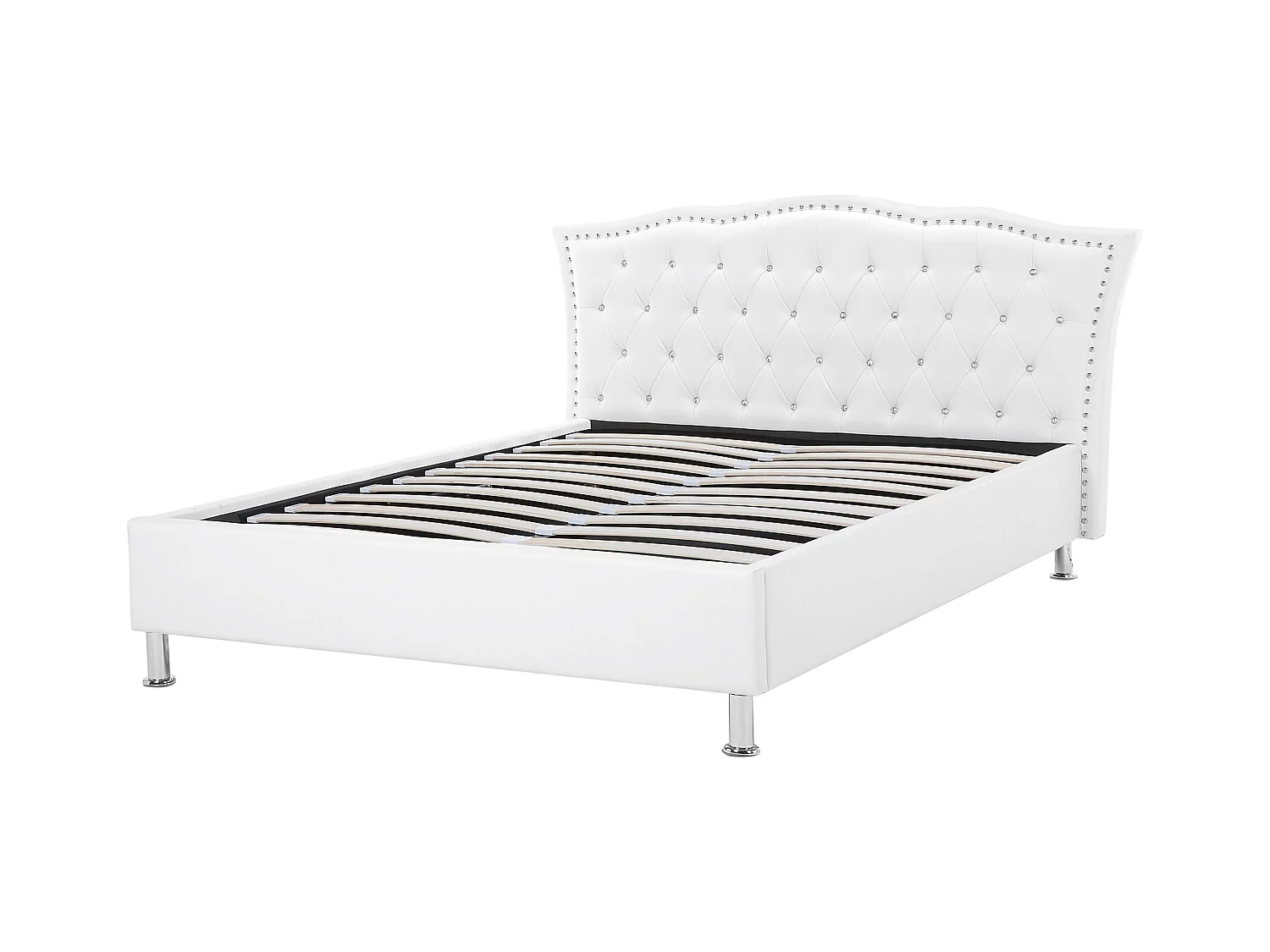 Lit avec sommier Cuir PU METZ 140 x 200 cm Blanc