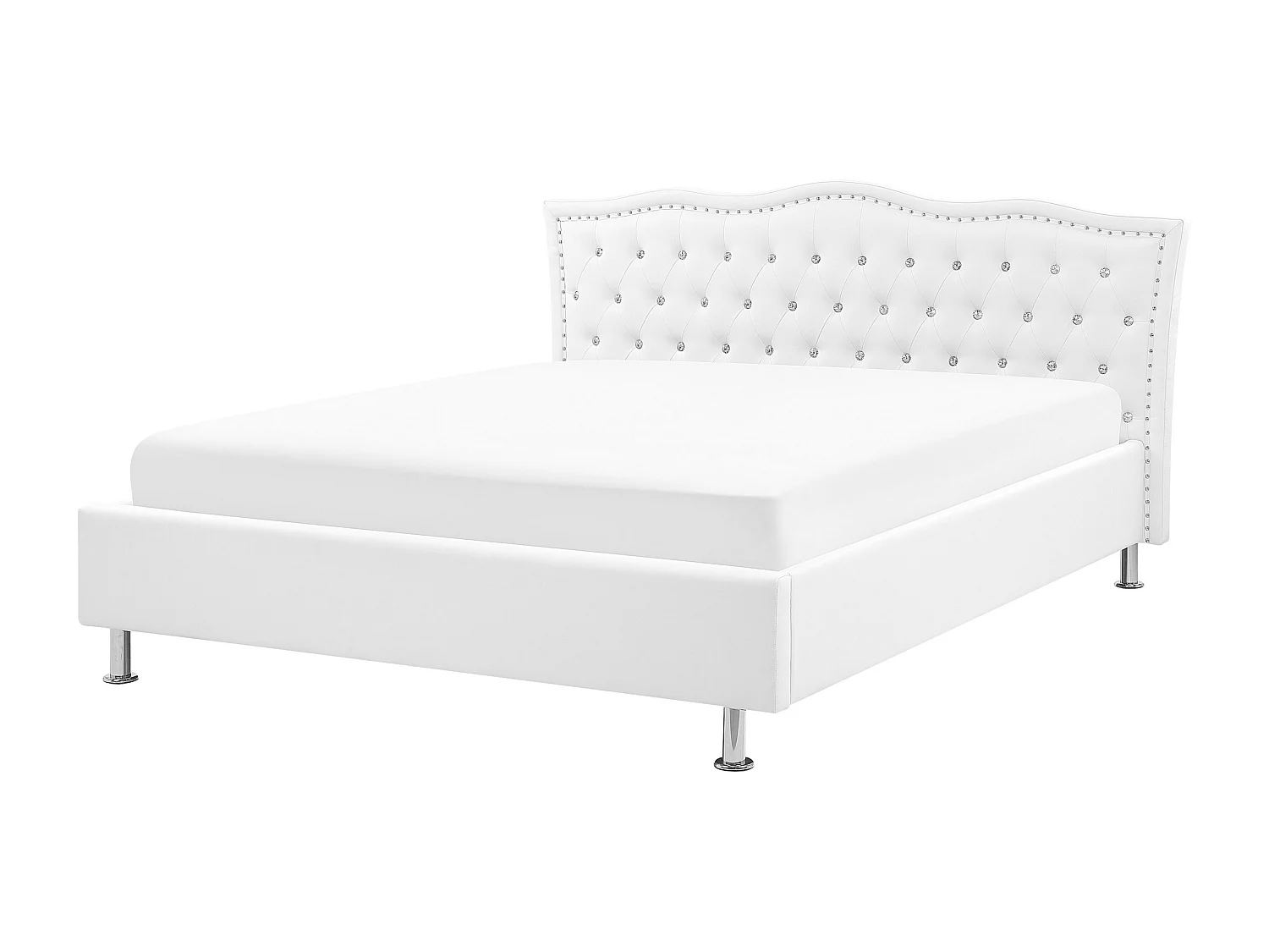 Lit avec sommier Cuir PU METZ 140 x 200 cm Blanc