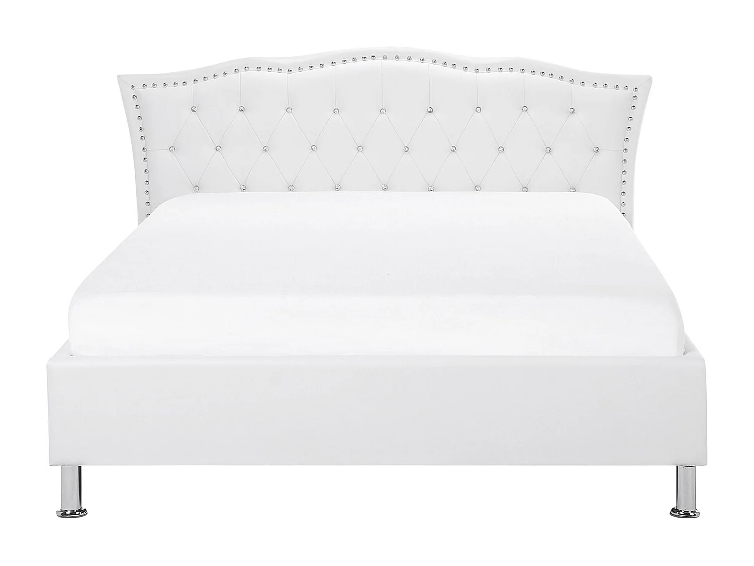 Lit avec sommier Cuir PU METZ 140 x 200 cm Blanc