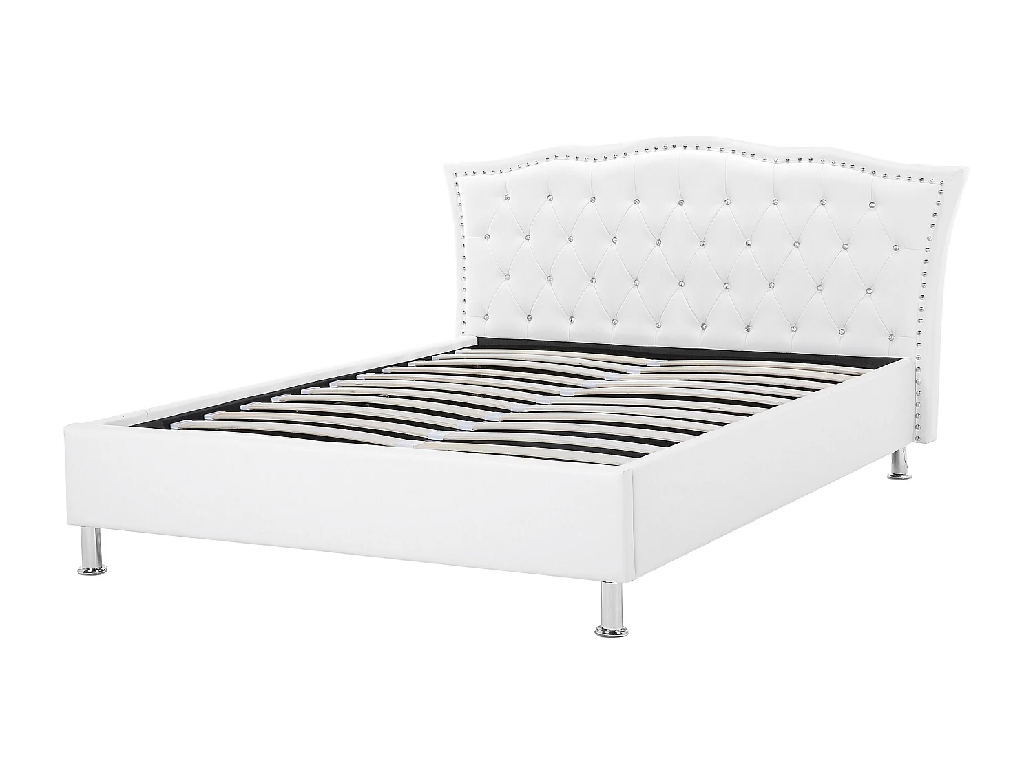 Lit avec sommier Cuir PU METZ 140 x 200 cm Blanc