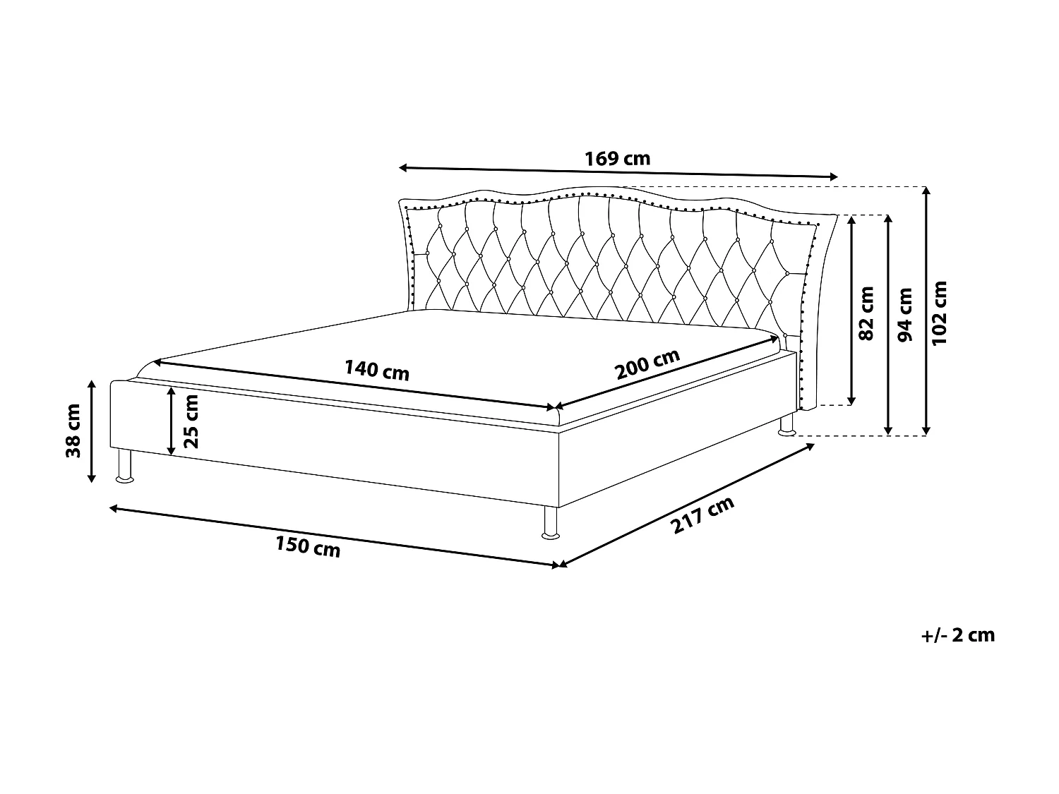 Königliches Doppelbett Kunstleder 140x200 cm weiß Metz