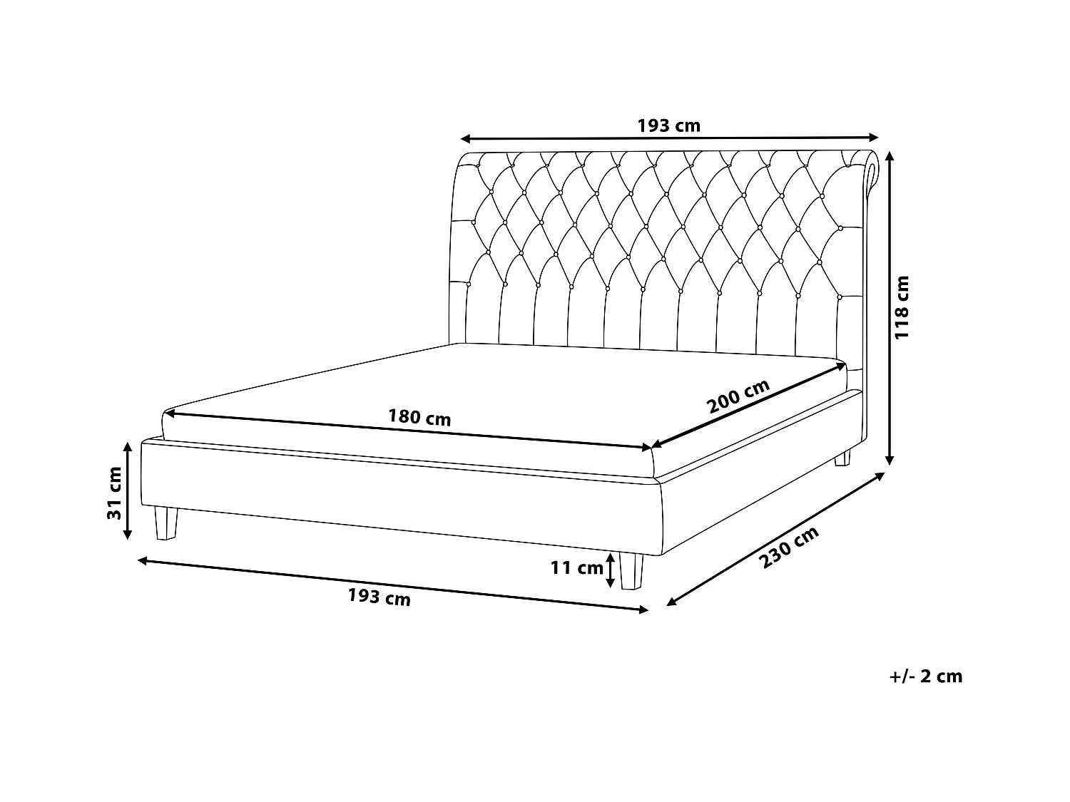 Lit avec sommier Tissu REIMS 180 x 200 cm Beige