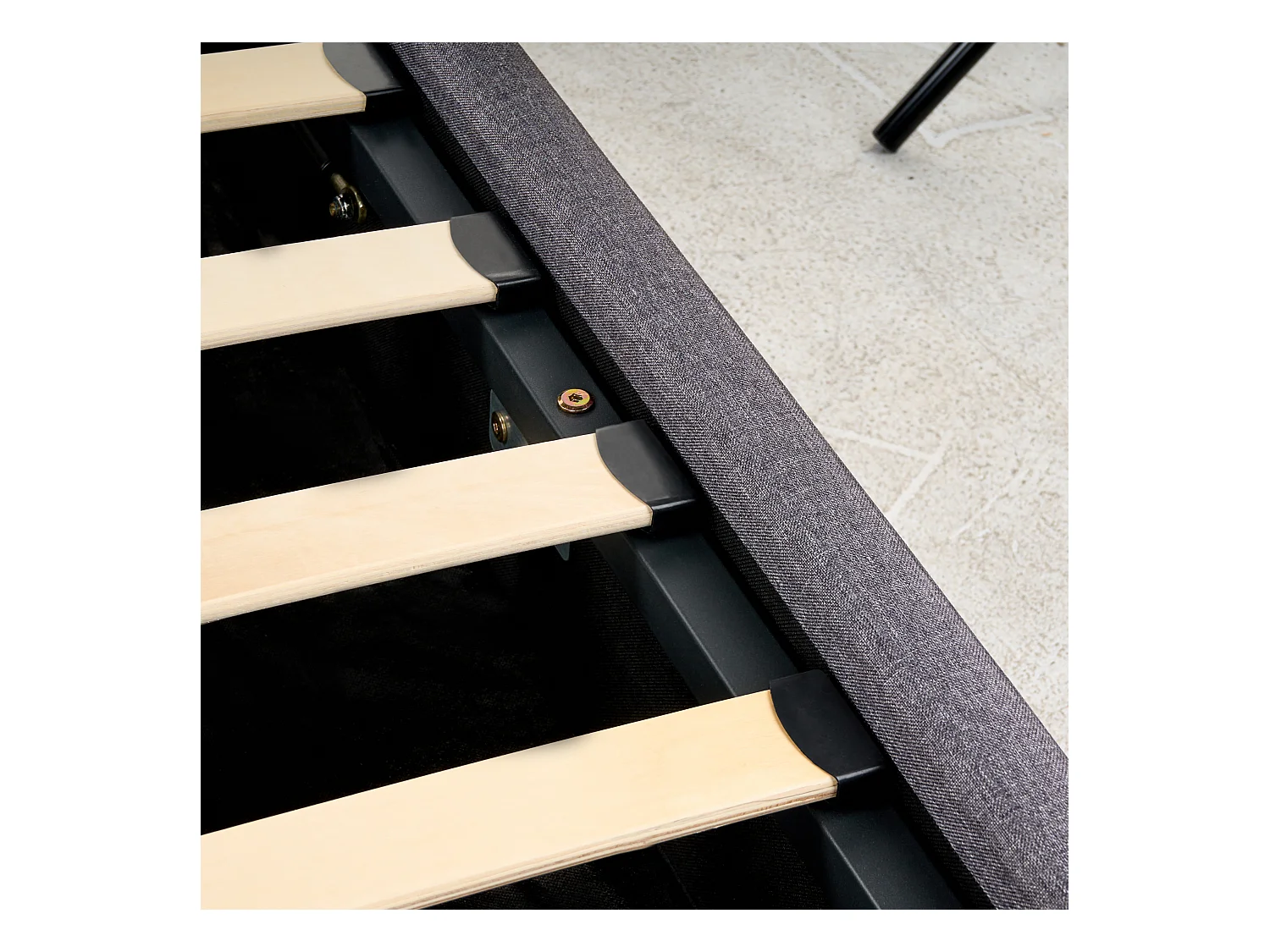 Bed met opbergruimte Stof RENNES 180 x 200 cm Donkergrijs