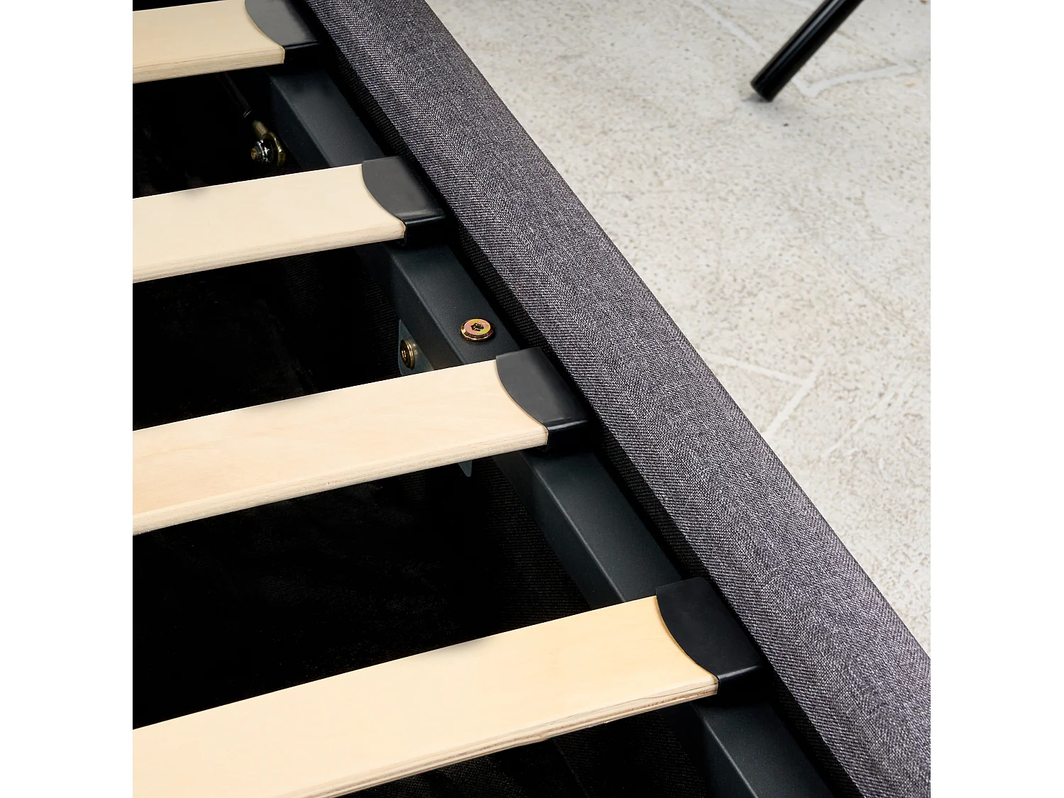 Lit ottoman Tissu RENNES 180 x 200 cm Gris foncé