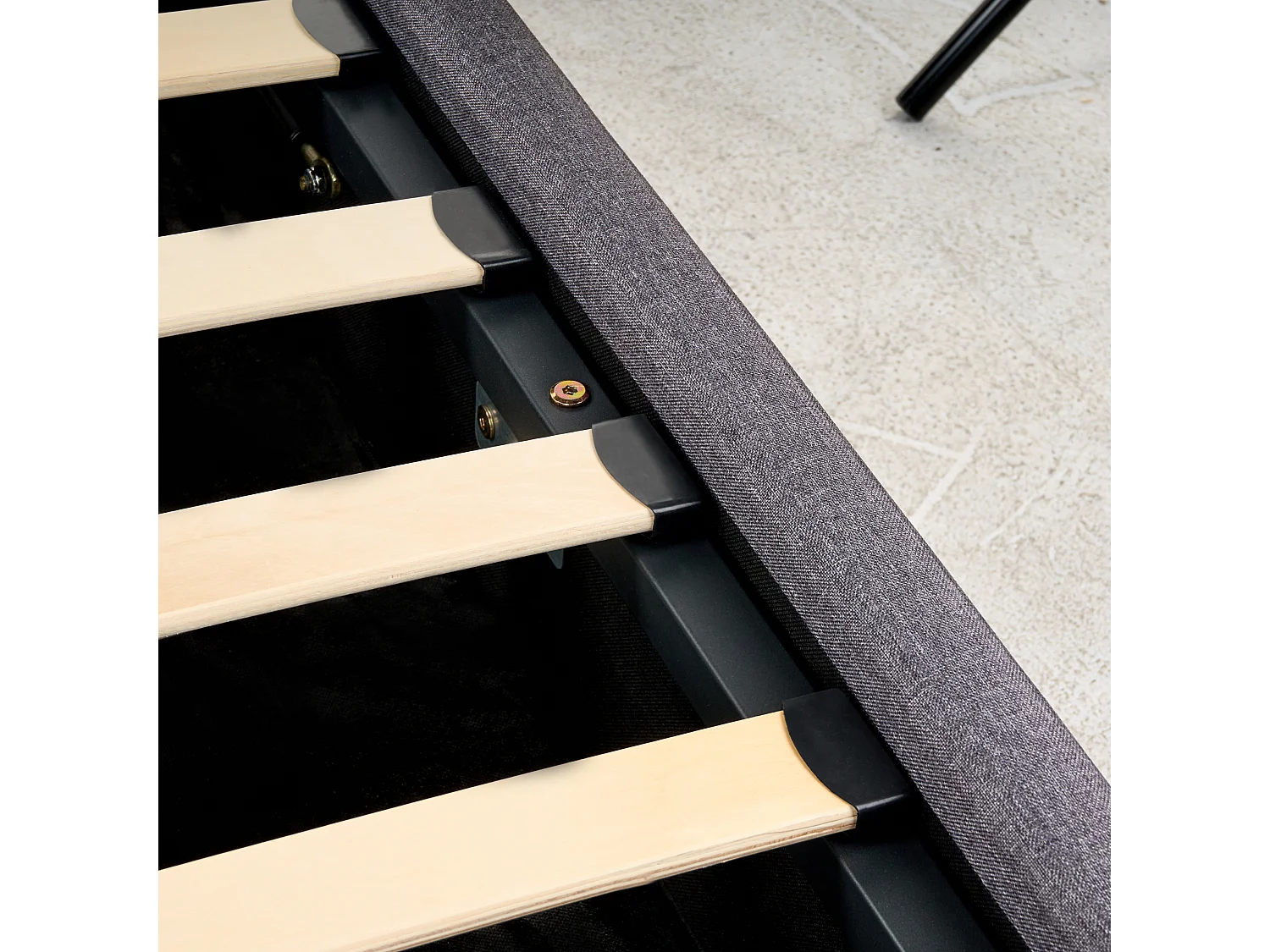 Bed met opbergruimte Stof RENNES 180 x 200 cm Donkergrijs